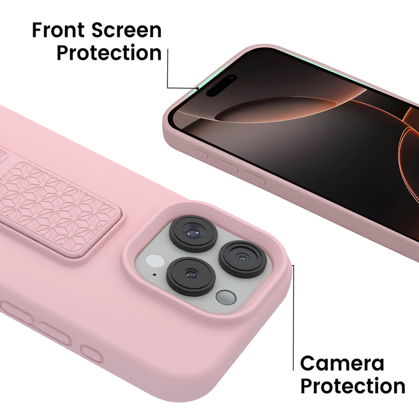 Laudtec Silicone Kickstand Case Compatible With Iphone 16 Pro Max Case Vertical And Horizontal Stand Hand Strap Metal Kickstand,