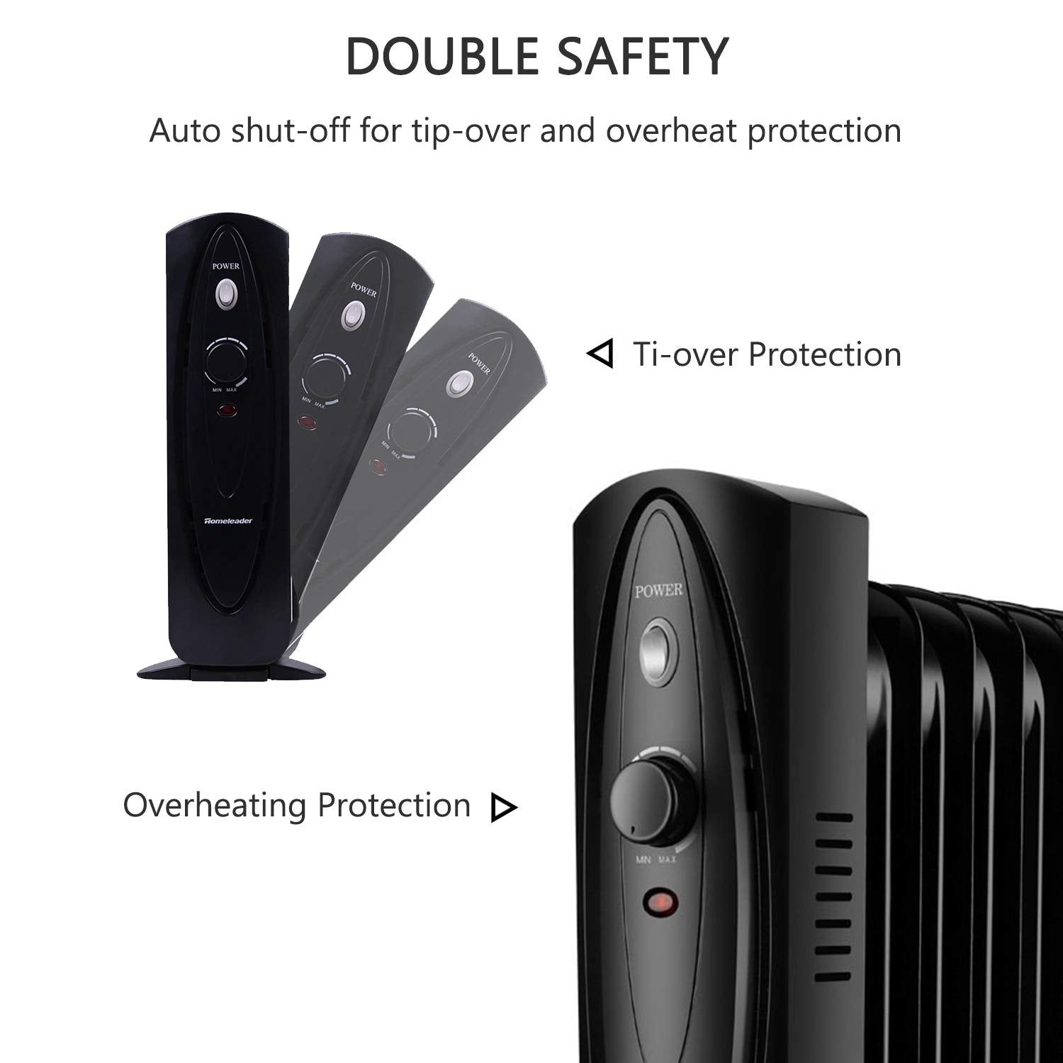 Homeleader Mini Oil Filled Heater, Portable Space Radiant Heater With Adjustable Thermostat, Electric Personal Heater With Overh