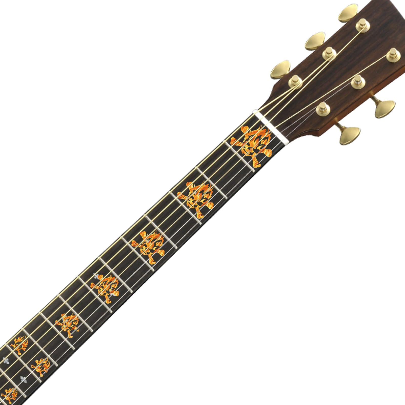 Pligreat 2 Pack Flame Skulls Guitar Fret Markers   Fretboard Stickers, Headstock Decal, Diy Guitar Decor Gifts For Guitarist & B
