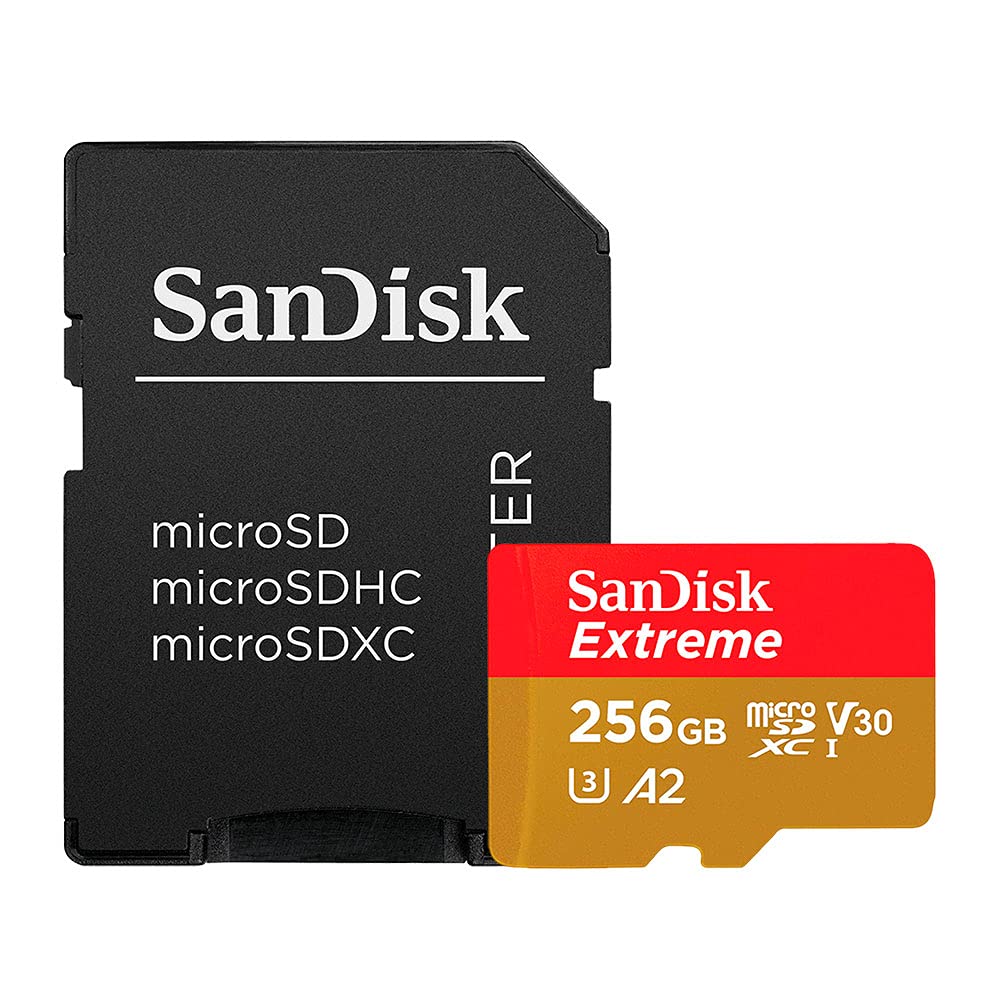 Sandisk 256Gb Extreme Microsdxc Uhs I Memory Card With Adapter   Up To 160Mb/S, C10, U3, V30, 4K, A2, Micro Sd   Sdsqxa1 256G Gn