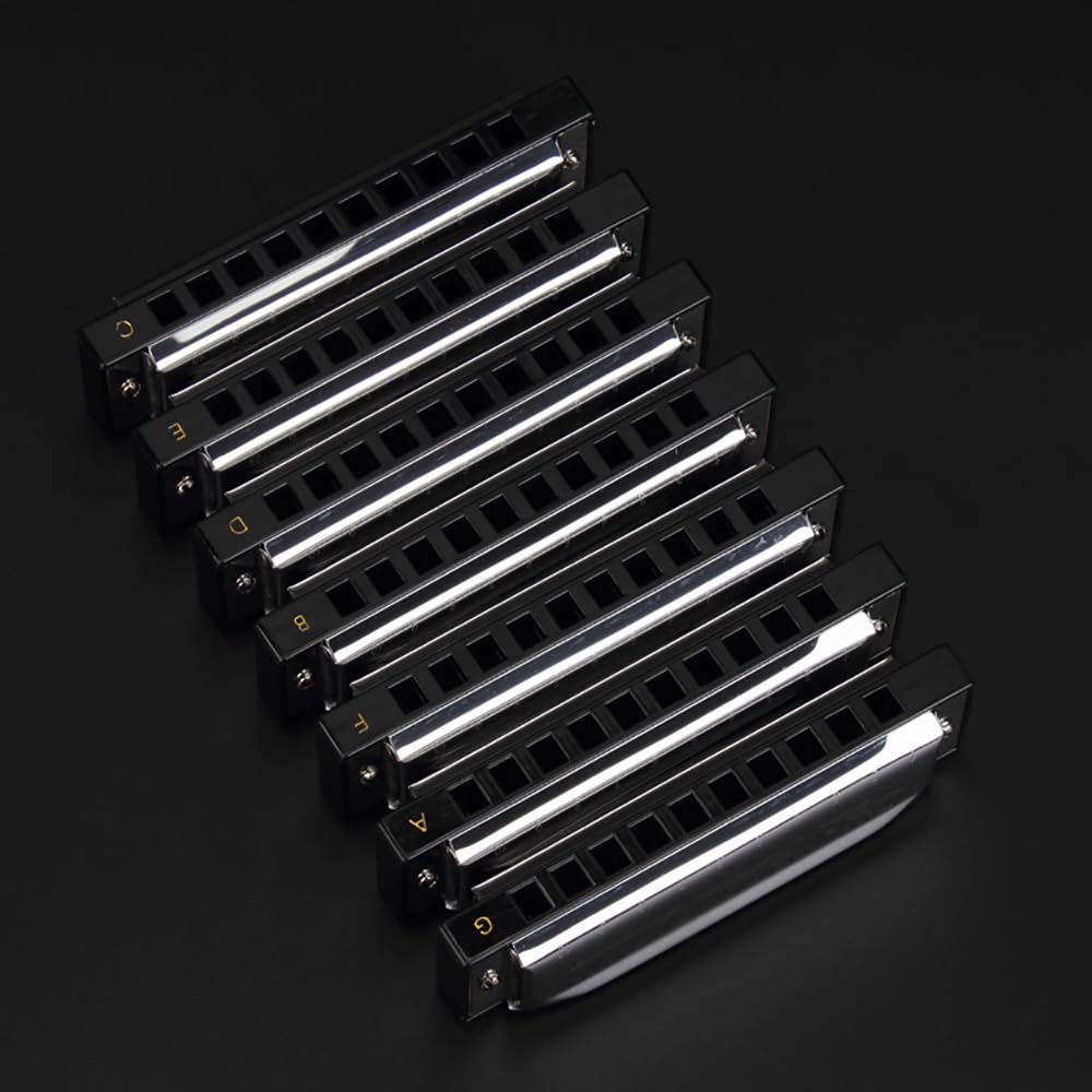Swan Harmonica 10 Hole Blues Harmonica Set 7/12 Tone Set Suit Gift Box Mouth Organ Harmonica For Beginners Adluts (12 Tone Set)