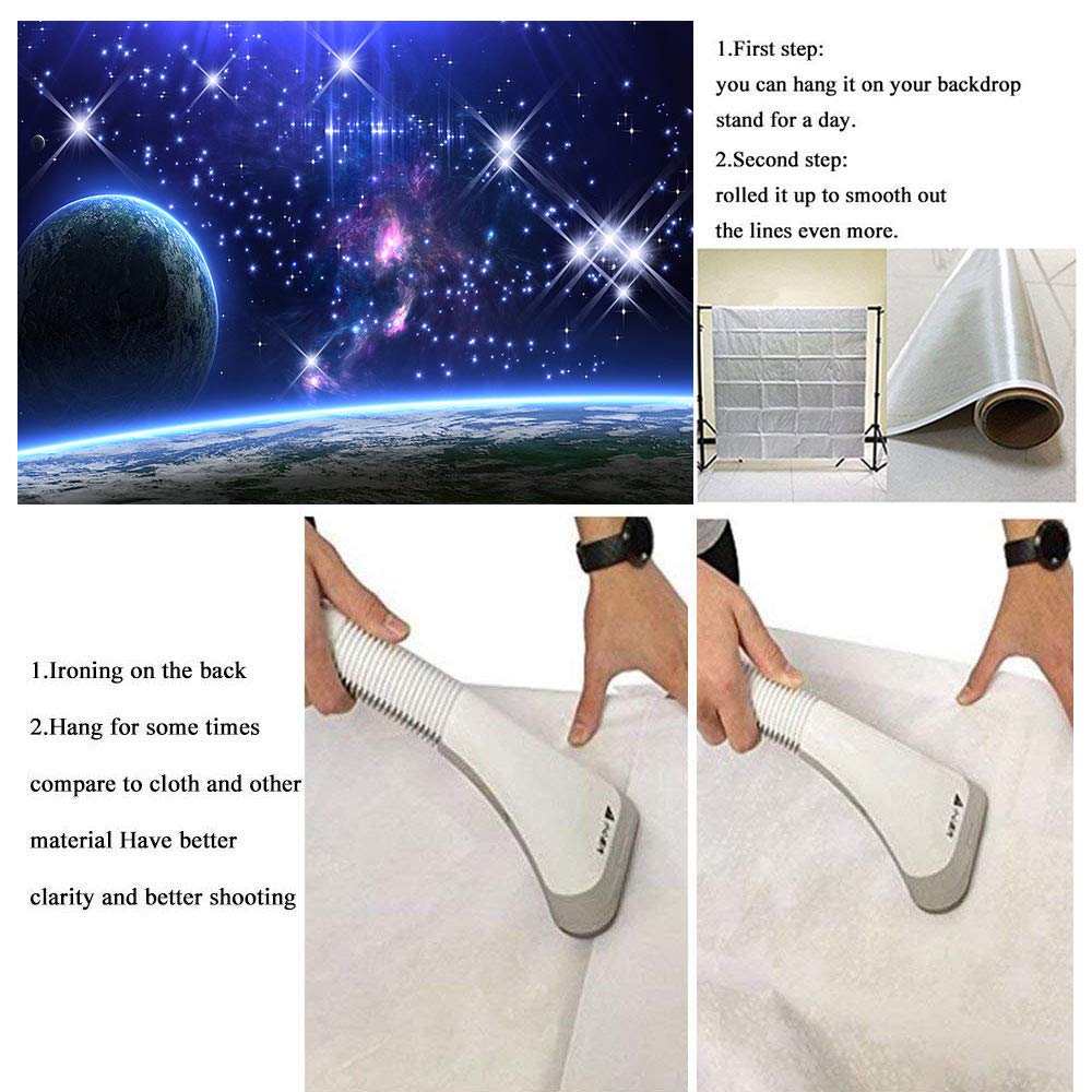 Mtmety 10X7Ft Galaxy Backdrop Universe Backdrop Starry Sky Planet Background Earth Shinny Vinyl Photo Video Studio Lxme358