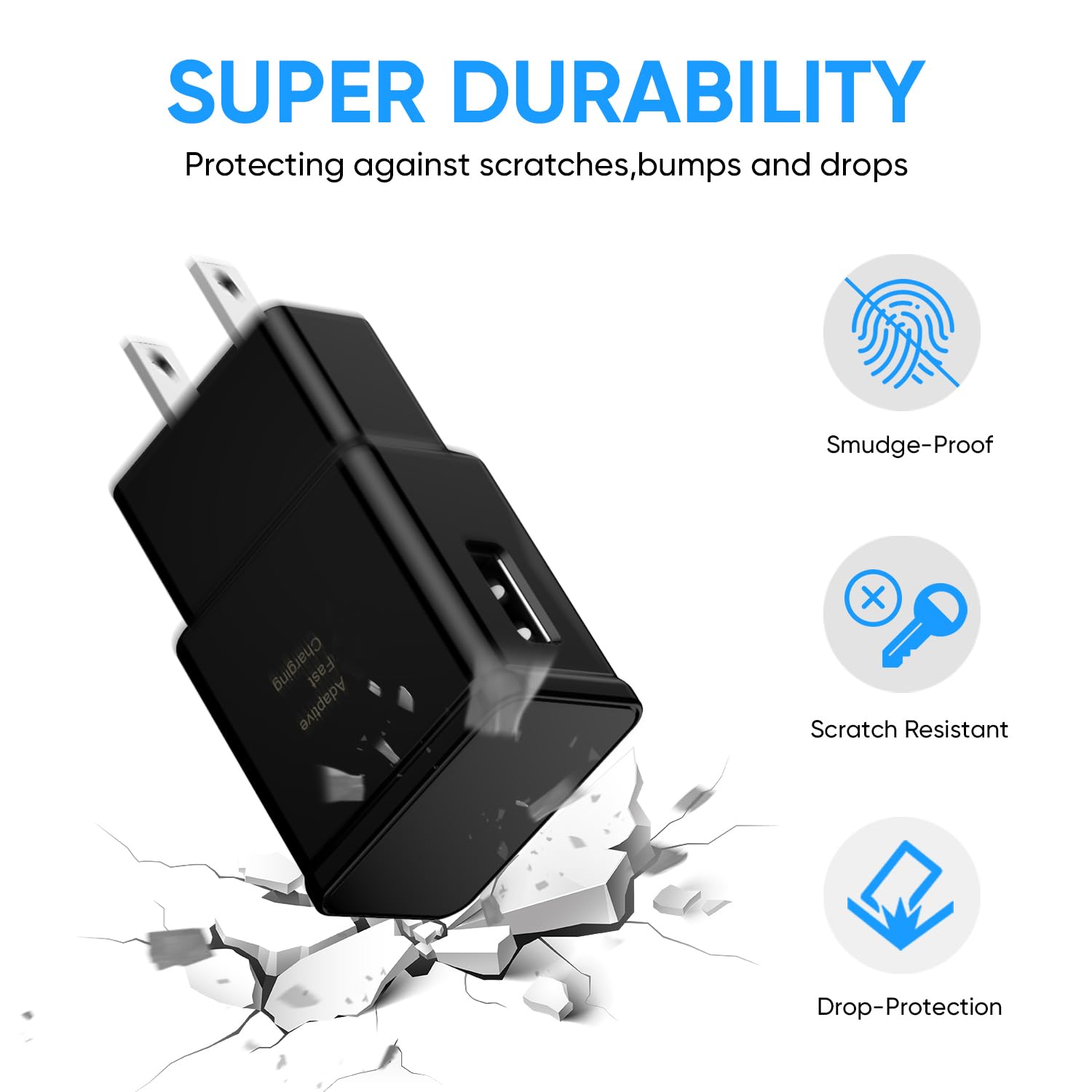 Adaptive Fast Charging Block Usb Wall Charger Adapter Fits Samsung Galaxy S25/S24/S23/S22/S22 Ultra/S21/S20/S10/S9/S8/S7/Edge/No