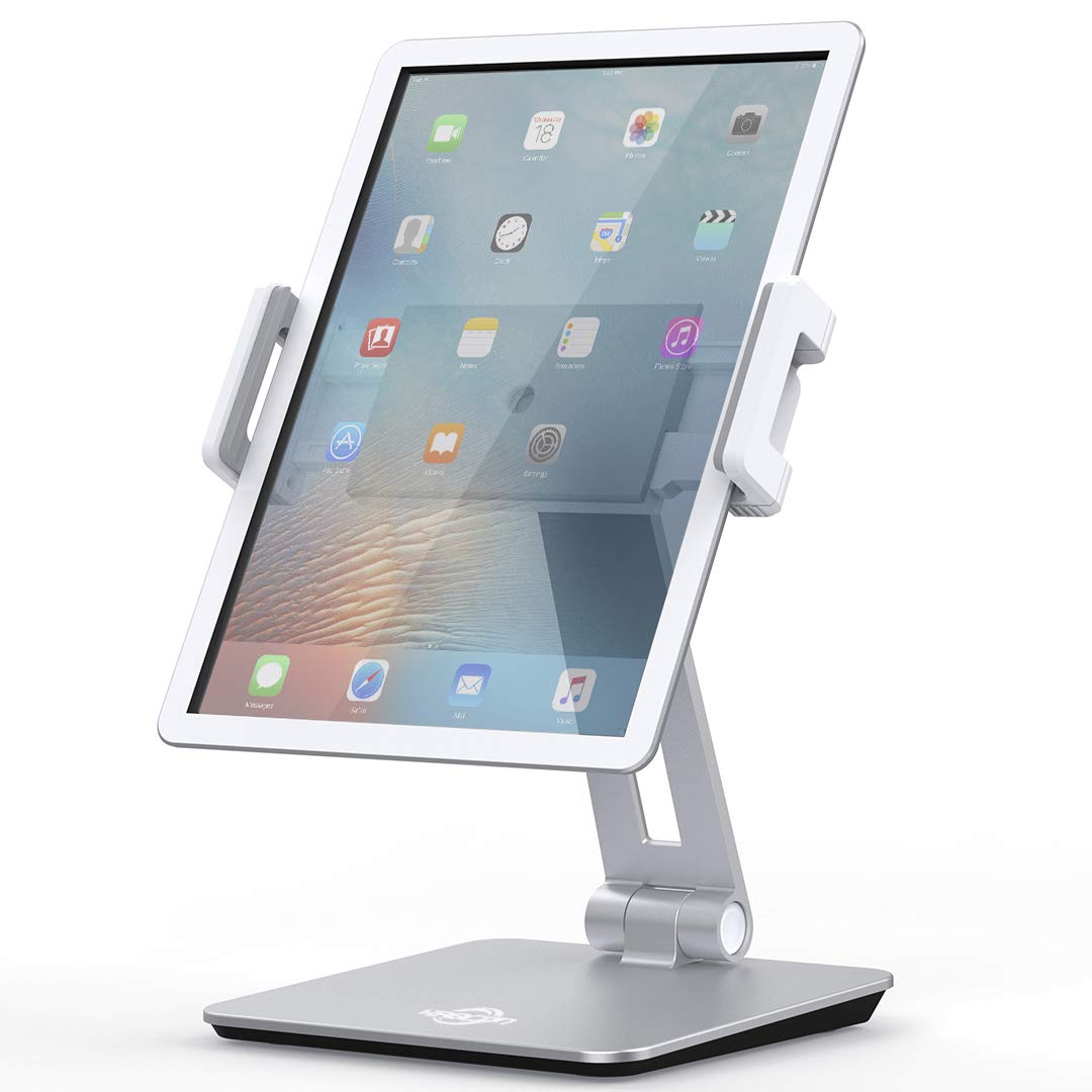 Kabcon Tablet Stand Holder, Tightness Adjustable Multi Angle Foldable Eye Level Aluminum Solid Tablets Stands Dock For 4'' 14''T