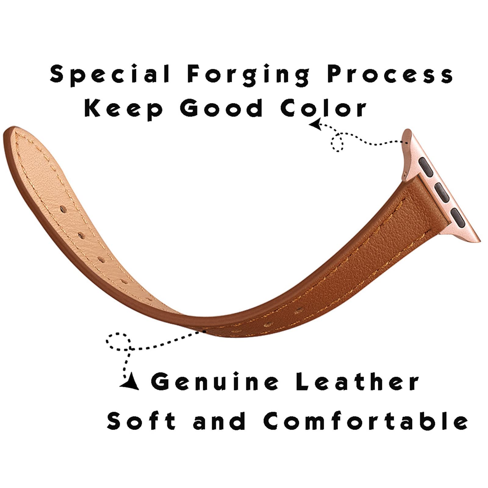 Stiroll Slim Leather Bands Compatible With Apple Watch Band 38Mm 40Mm 41Mm 42Mm(Series 10), Top Grain Leather Watch Thin Wristba