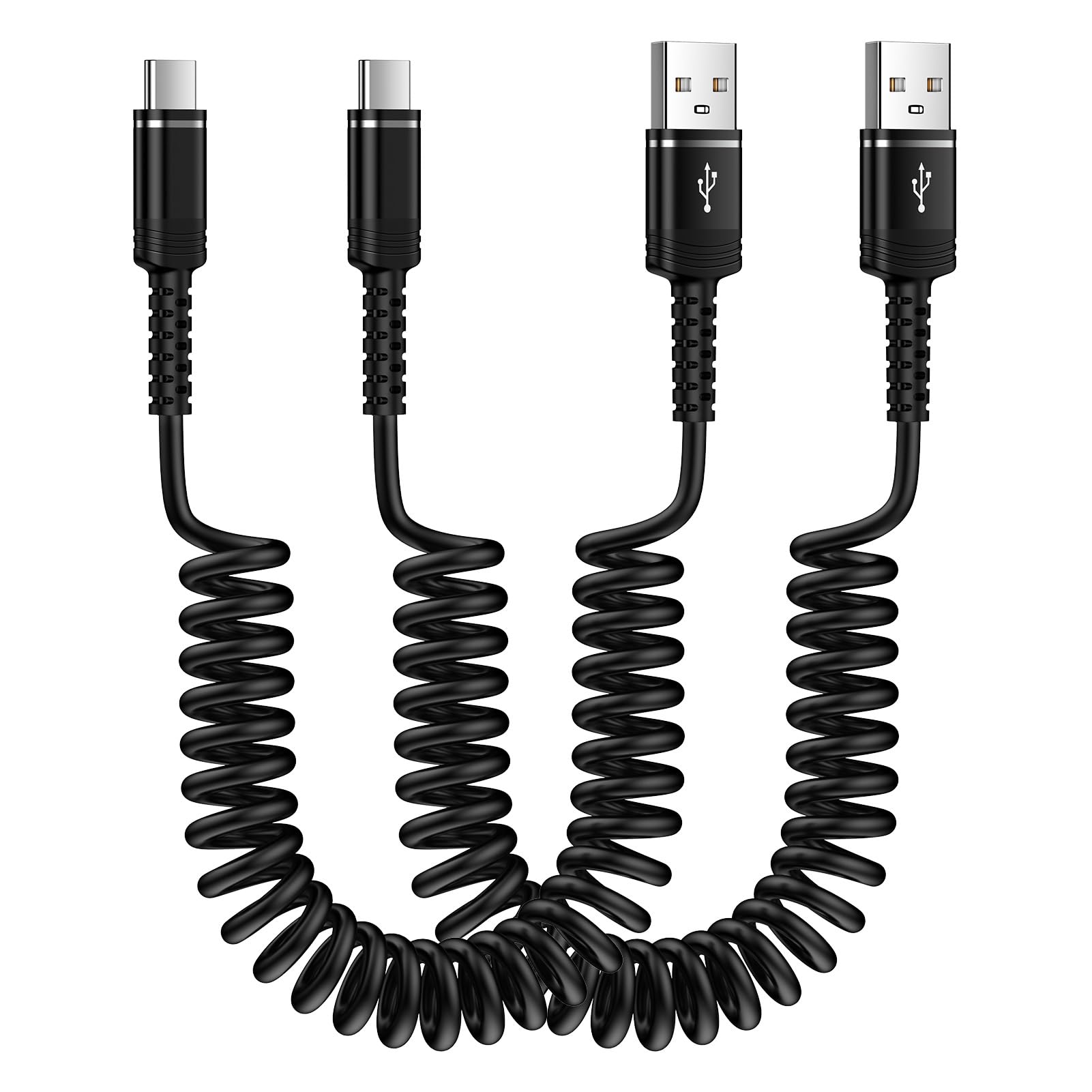 S24 Ultra Samsung Fast Charger Cable Usb C Coiled For Car For Galaxy S24 Plus A16 A15 5G A35 A55 A54 A14 S23 S22,2Pack 3Ft Iphone 16 15 Pro Max Android Auto Type A To C Retractable Phone Charging Cord