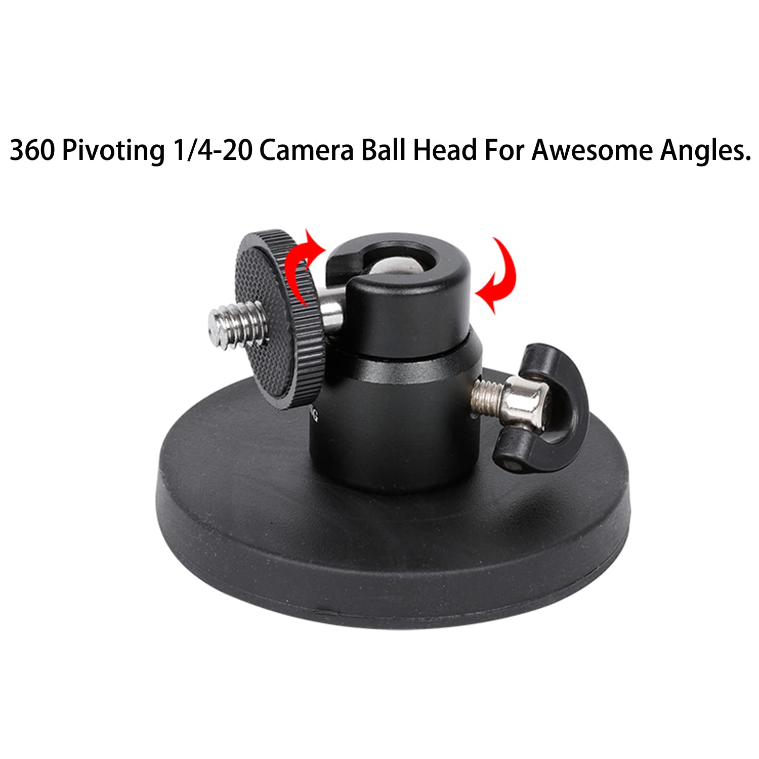 Pellking Magnet Camera Mount For Gopro Insta360 Akaso Dji Action,With Rotation Ball Head Super Strong Rubber Coating Neodymium Magnet For Car, Attaches To Steel Or Other Magnetic Surfaces