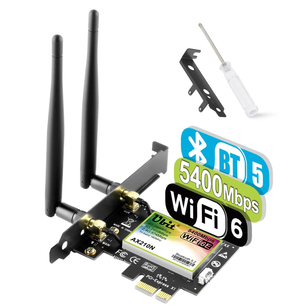 5400Mbps Pcie Wifi Card Intel 6E Chipset (6Ghz&5Ghz&2.4Ghz) Pcie Wifi Card Bt 5.2, Wifi Adapter Mit Ofdma, Ultra Low Latency, Windows 10/11 (64Bit)