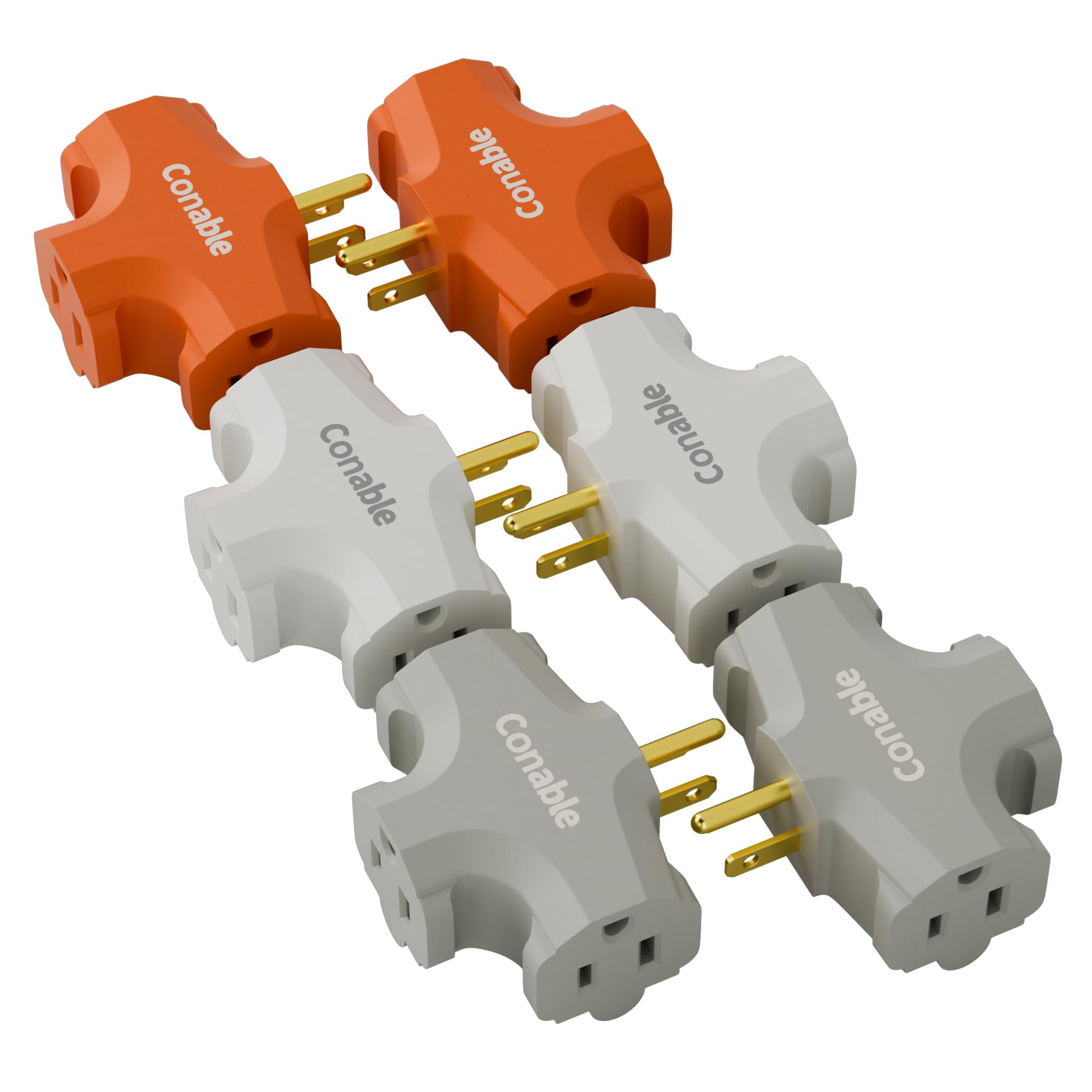 3 Outlet Adapter, 3 Prong Plug Extender, Heavy Duty Grounded Power Tap 3 Way Splitter Adapter, Electric Outlet Expander Sideways