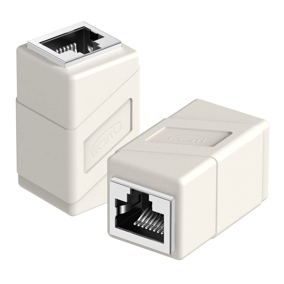 Rj45 Coupler, 2 Pack Ethernet Adapters Female To Female, Ethernet Cable Extender Adapter, 8 Pin Modular Straight Through, Network Connectors For Cat8/Cat7/Cat6/Cat6A/Cat5E/Cat5 Ethernet Cable(White)