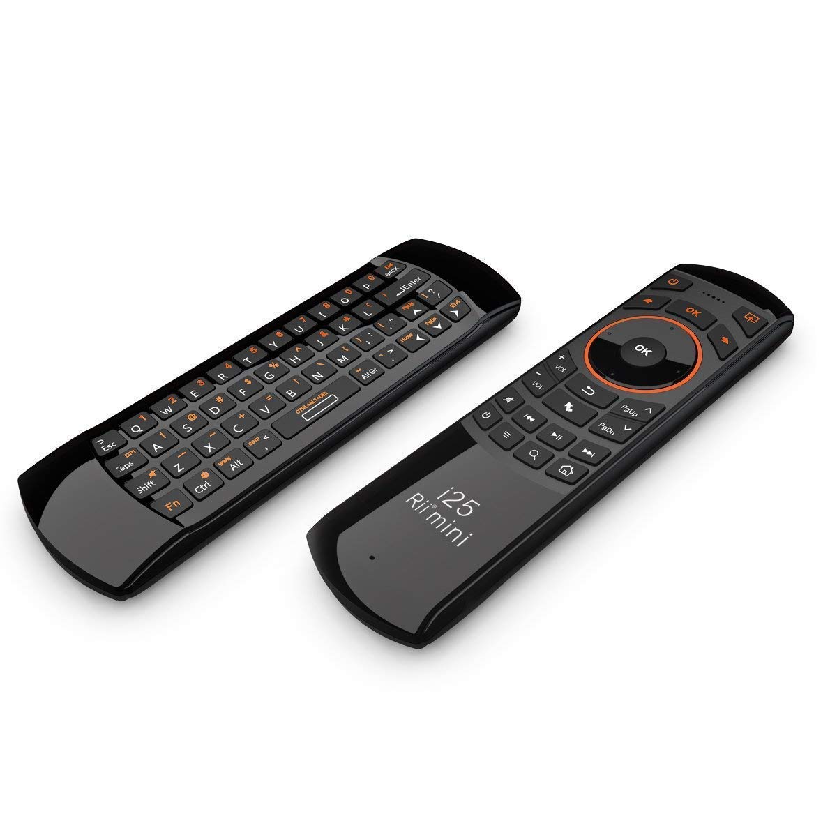 Rii K25 Multifunction Portable 2.4Ghz Mini Wireless Fly Mouse Keyboard And Remote Control With Rechargeable Li Ion Battery (Blac