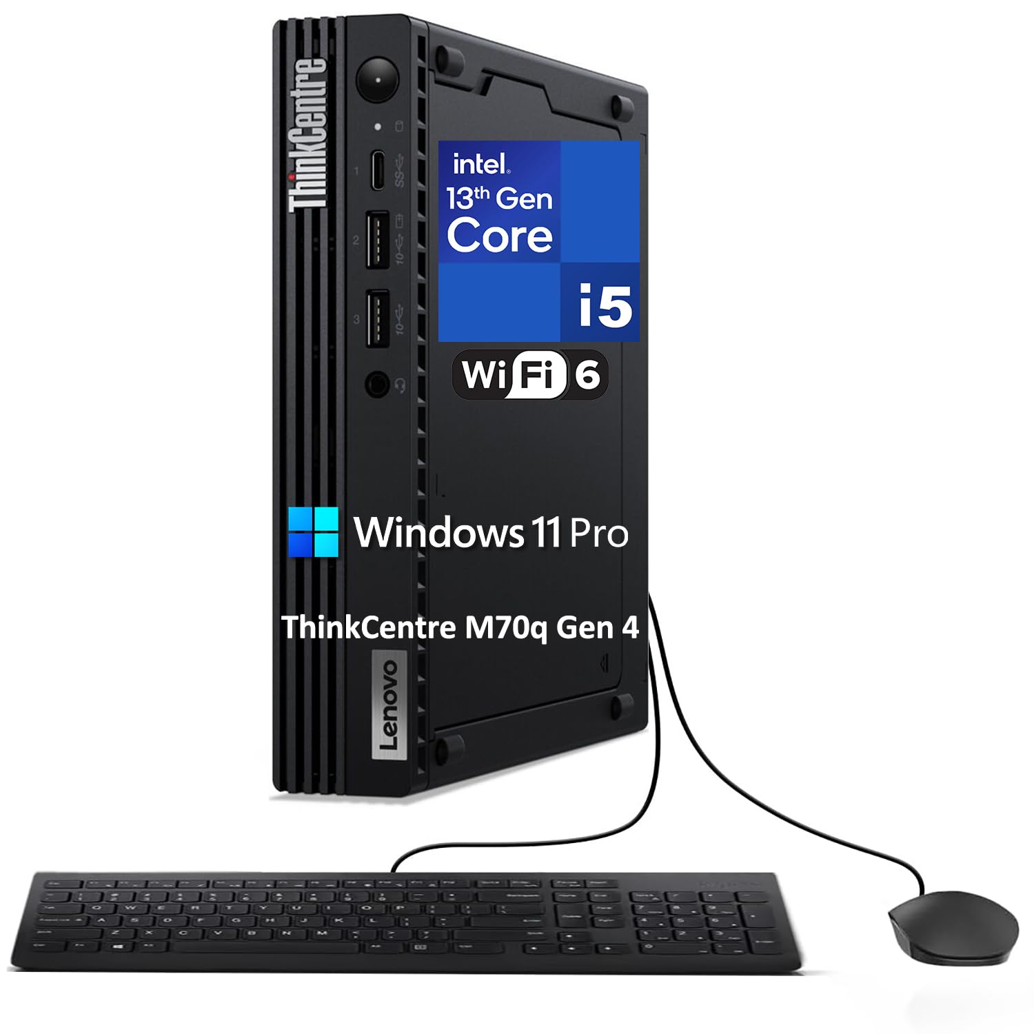 Lenovo ThinkCentre M70q Gen 4 MFF Tiny 1L Mini PC Business Desktop Computer, 13th Gen Intel 10-Core i5-13400T (Beat i7-12700T), 