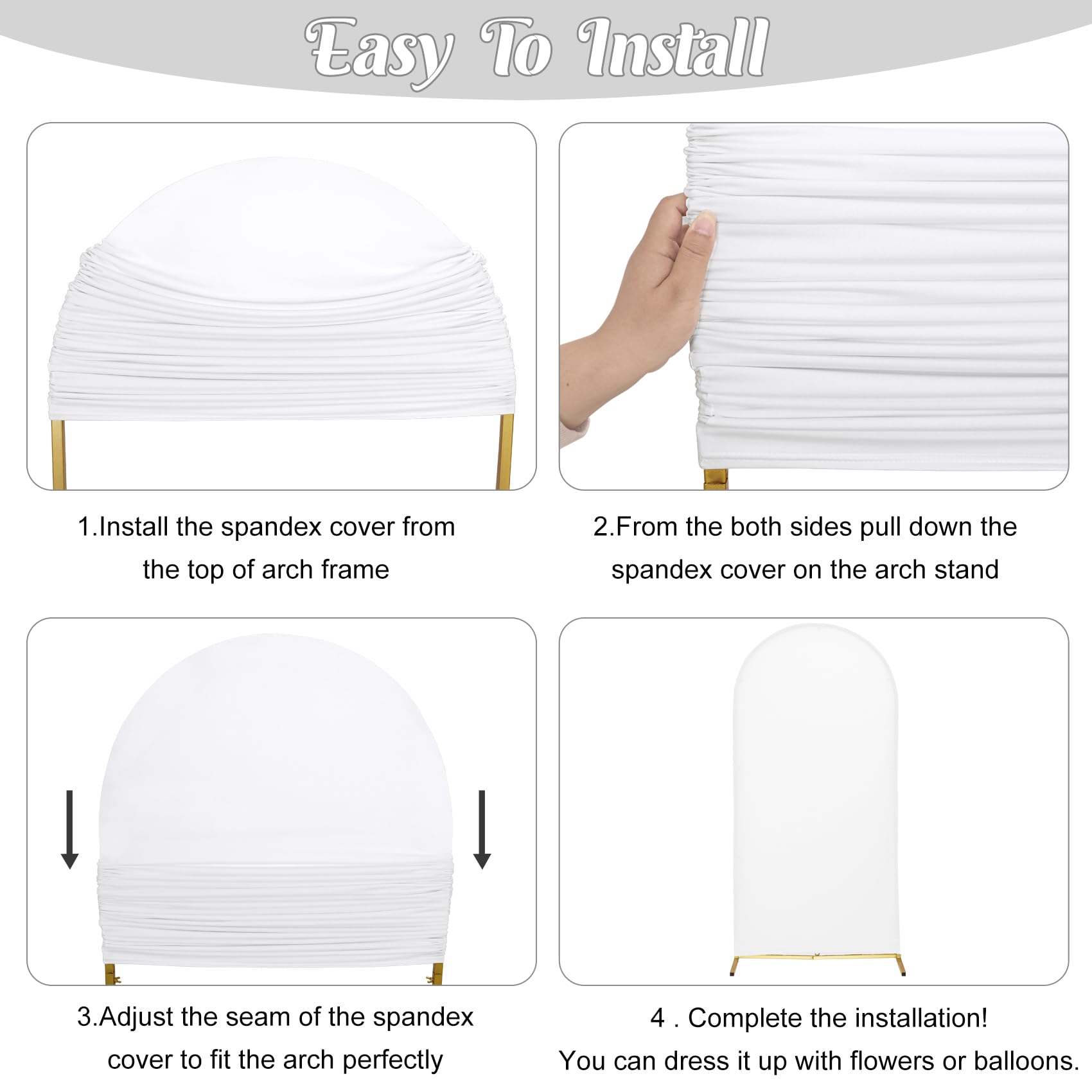 Wedding Arch Cover 6Ft White Spandex Fitted Arch Cover Round Top Stand Covers Double Side Stretchy Chiara Cover Backdrop Cover F