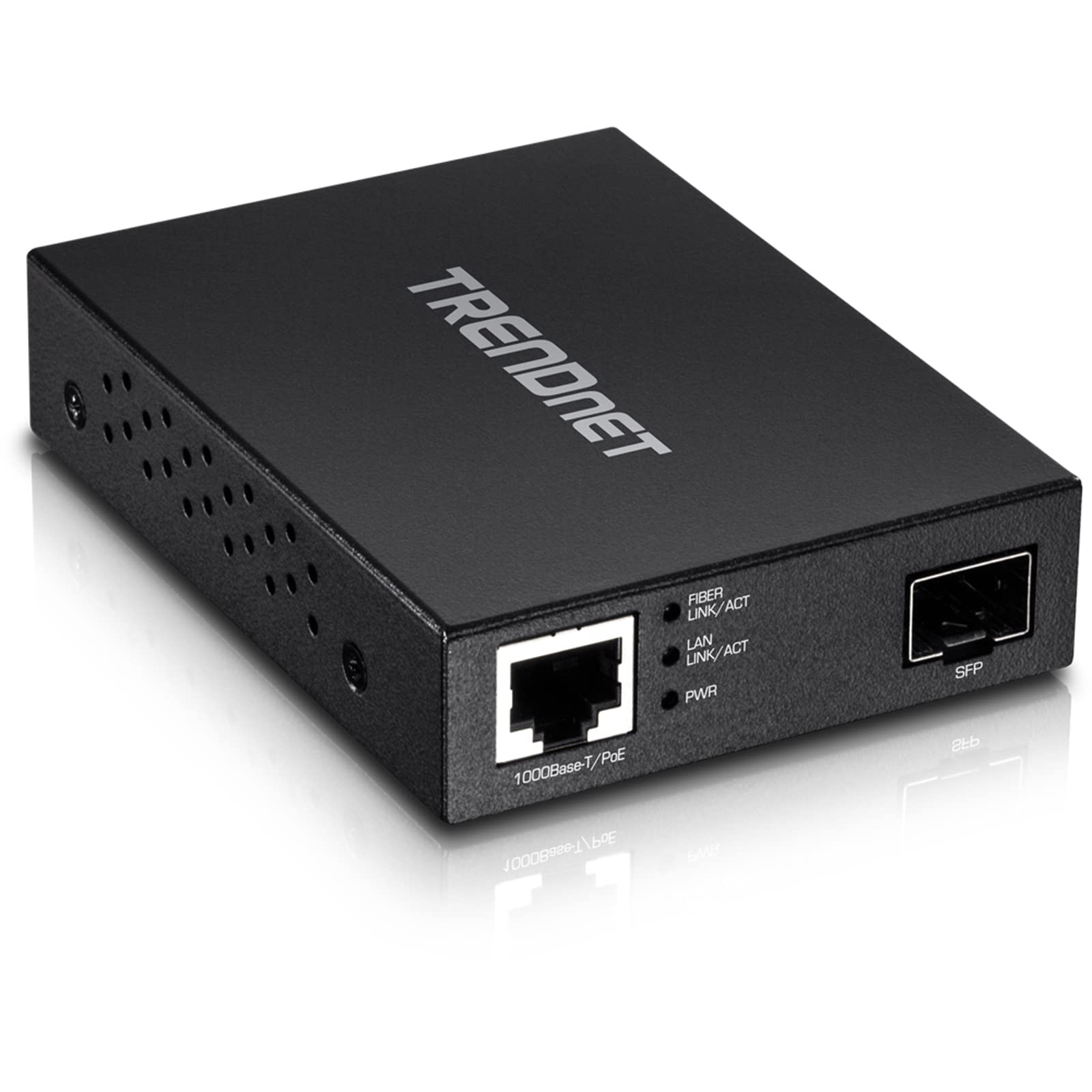 Trendnet Gigabit Poe Pd Sfp Fiber Media Converter, Poe Powered 1001000Base T To Sfp Fiber Media Converter, Compact Design, Tfc P