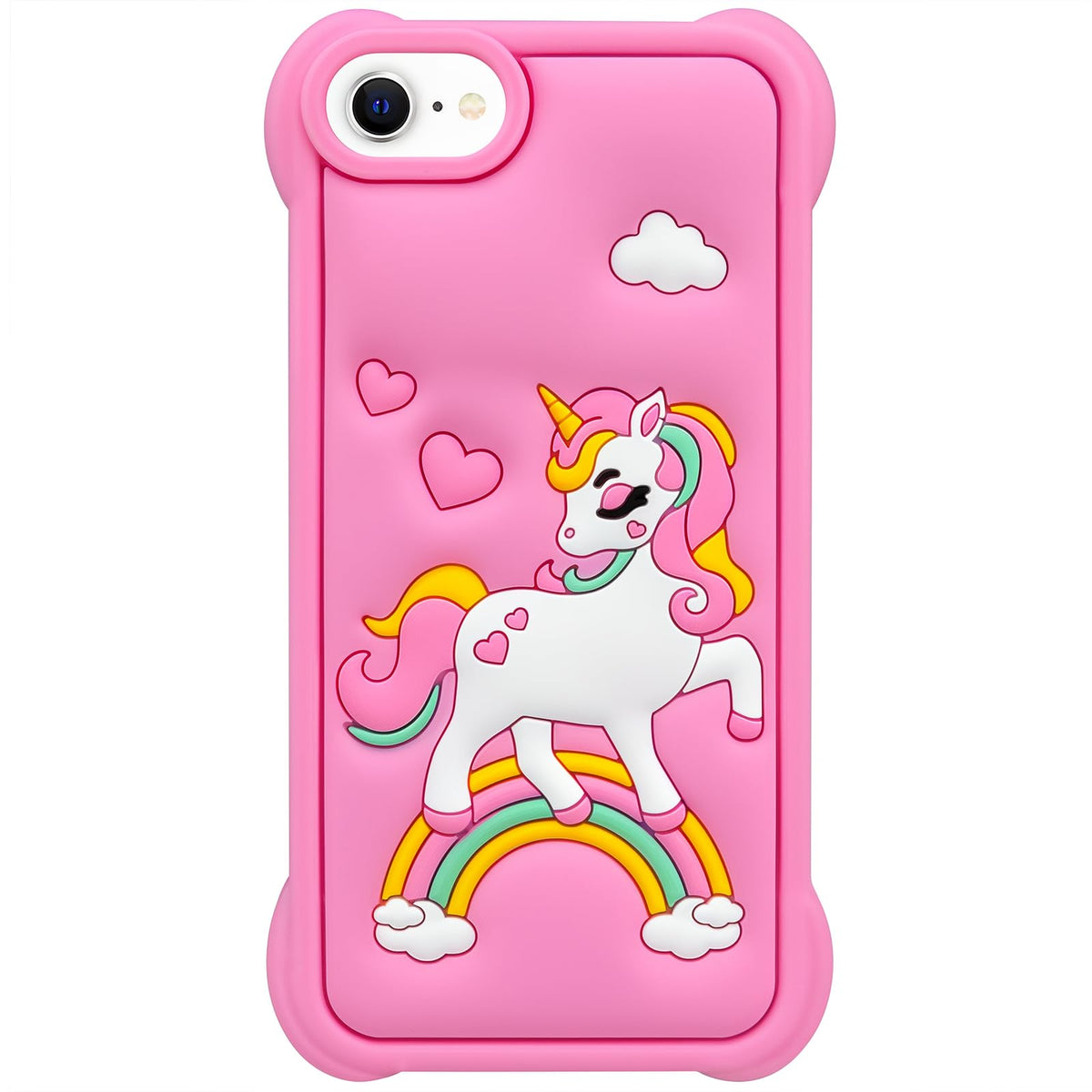 Mouzor Cute Pink Rainbow Unicorn Case Compatible With Iphone Se 2020/ Se 2022, Kawaii Horse Iphone 6/ 6S/ 7/8 Cases, Funny Anima