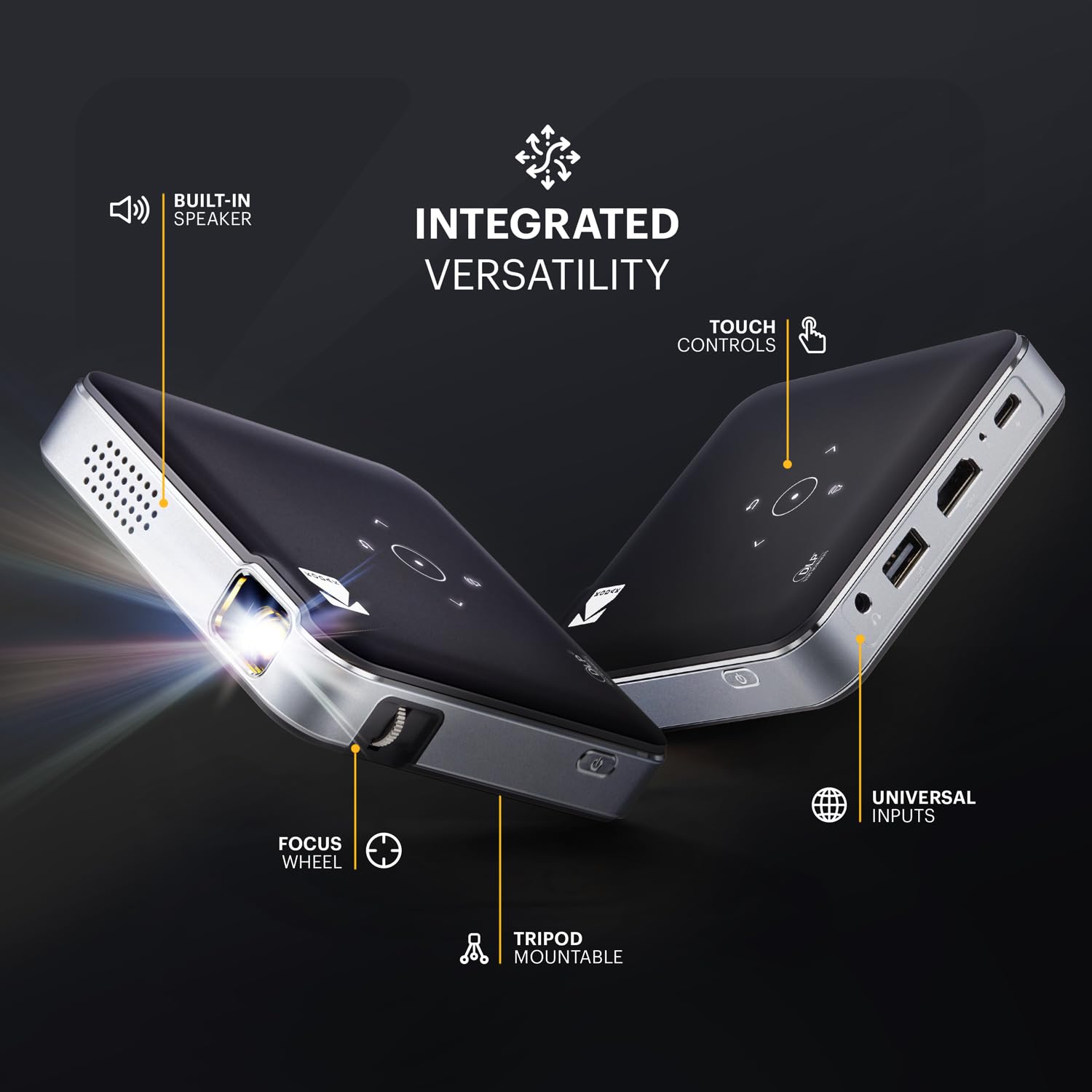 Kodak Luma 150 Ultra Mini Pocket Pico Projector - Black Built-In Battery & Speaker, 1080P Support Portable Wireless Led Dlp Movi