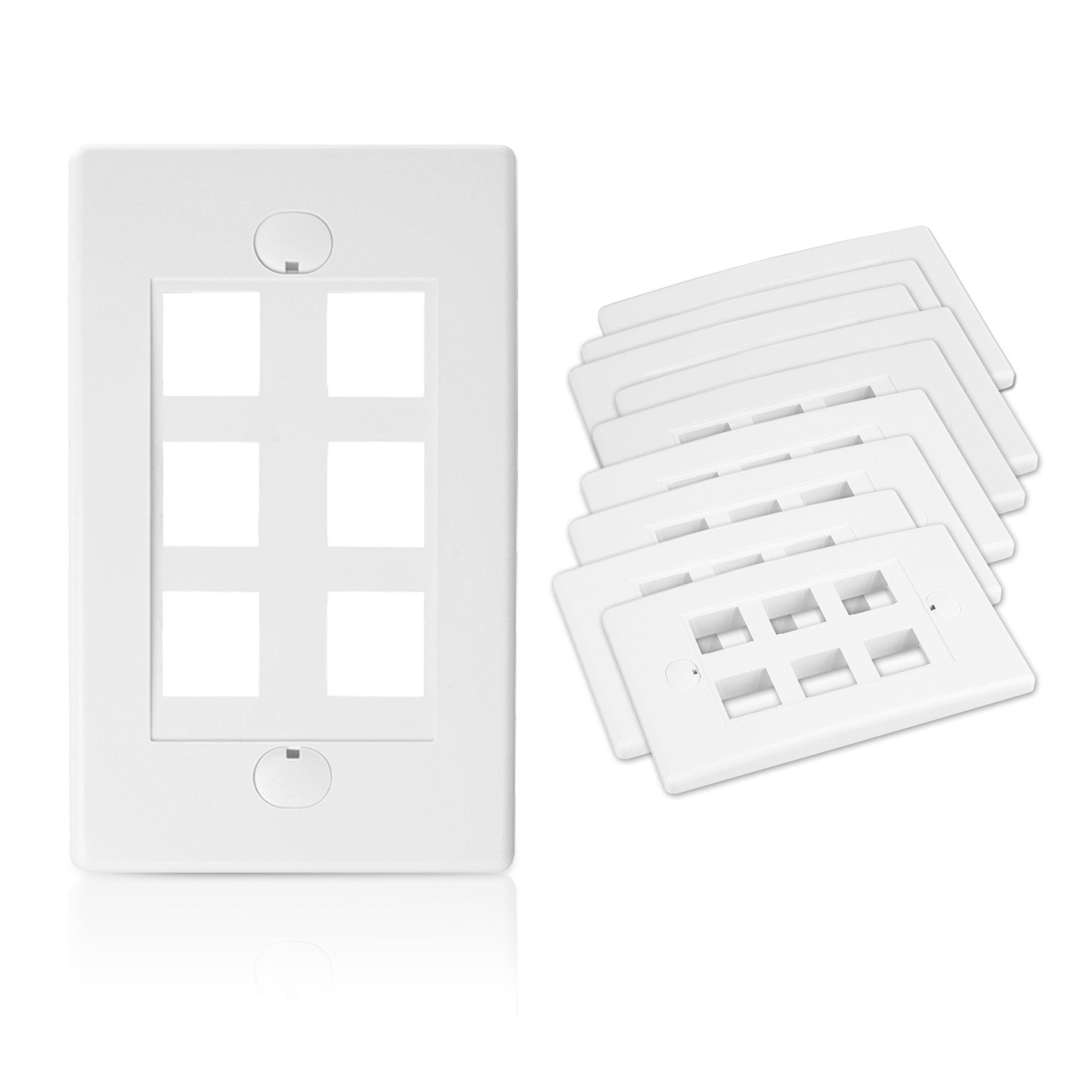 Cable Matters Ul Listed 10 Pack 6 Port Keystone Wall Plate (Cat6, Cat5E Ethernet Wall Plate) In White