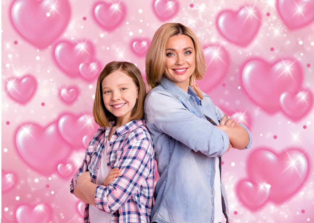 Chaiya 8X6Ft Early 2000S Photography Backdrop Pink Hearts Romantic Valentine'S Day Background Baby Shower Birthday Girl Party Ba