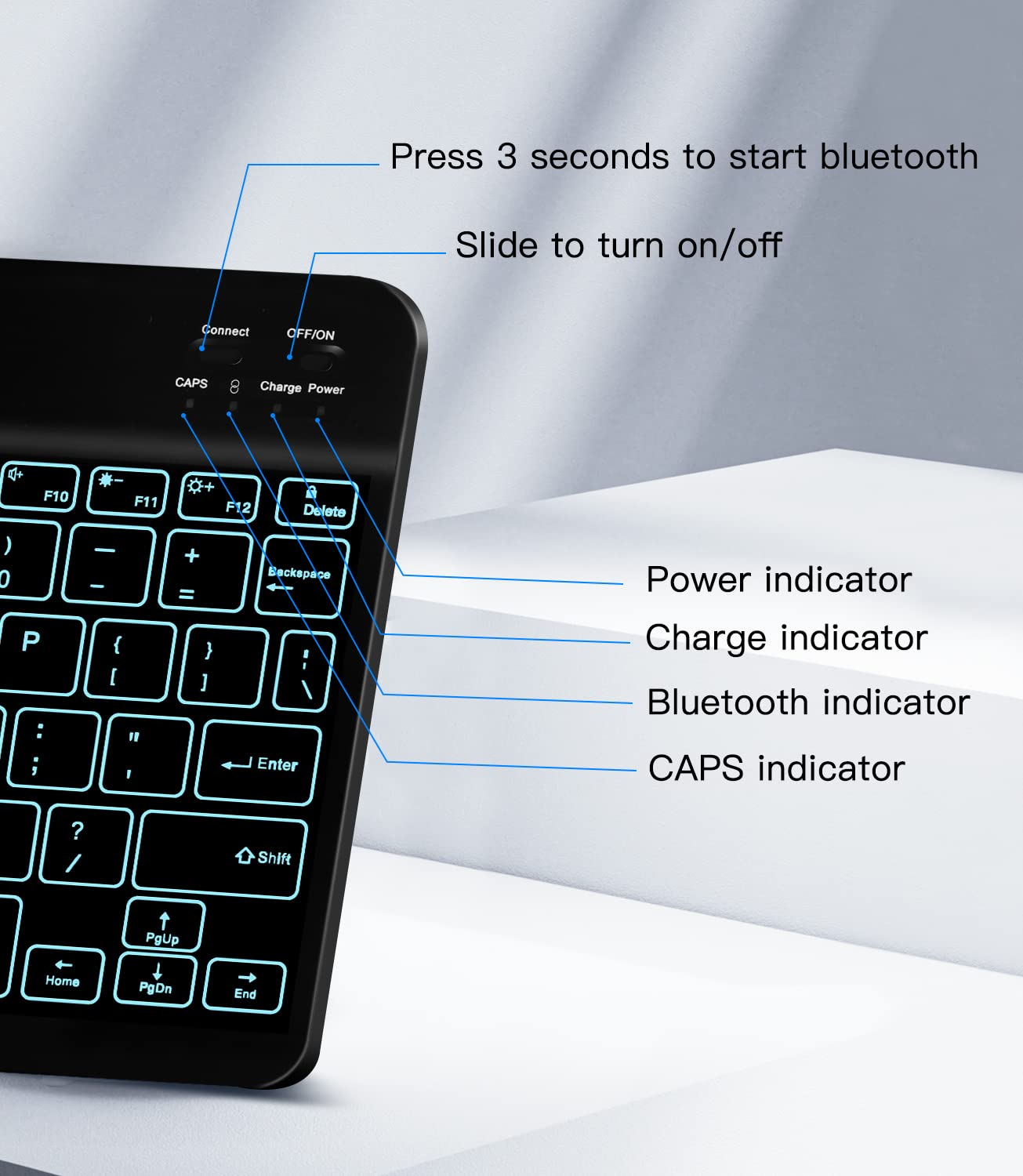 Xiwmix Ultra Slim Wireless Bluetooth Keyboard   7 Colors Backlit Universal Rechargeable Keyboard Compatible With Ipad Pro/Ipad A