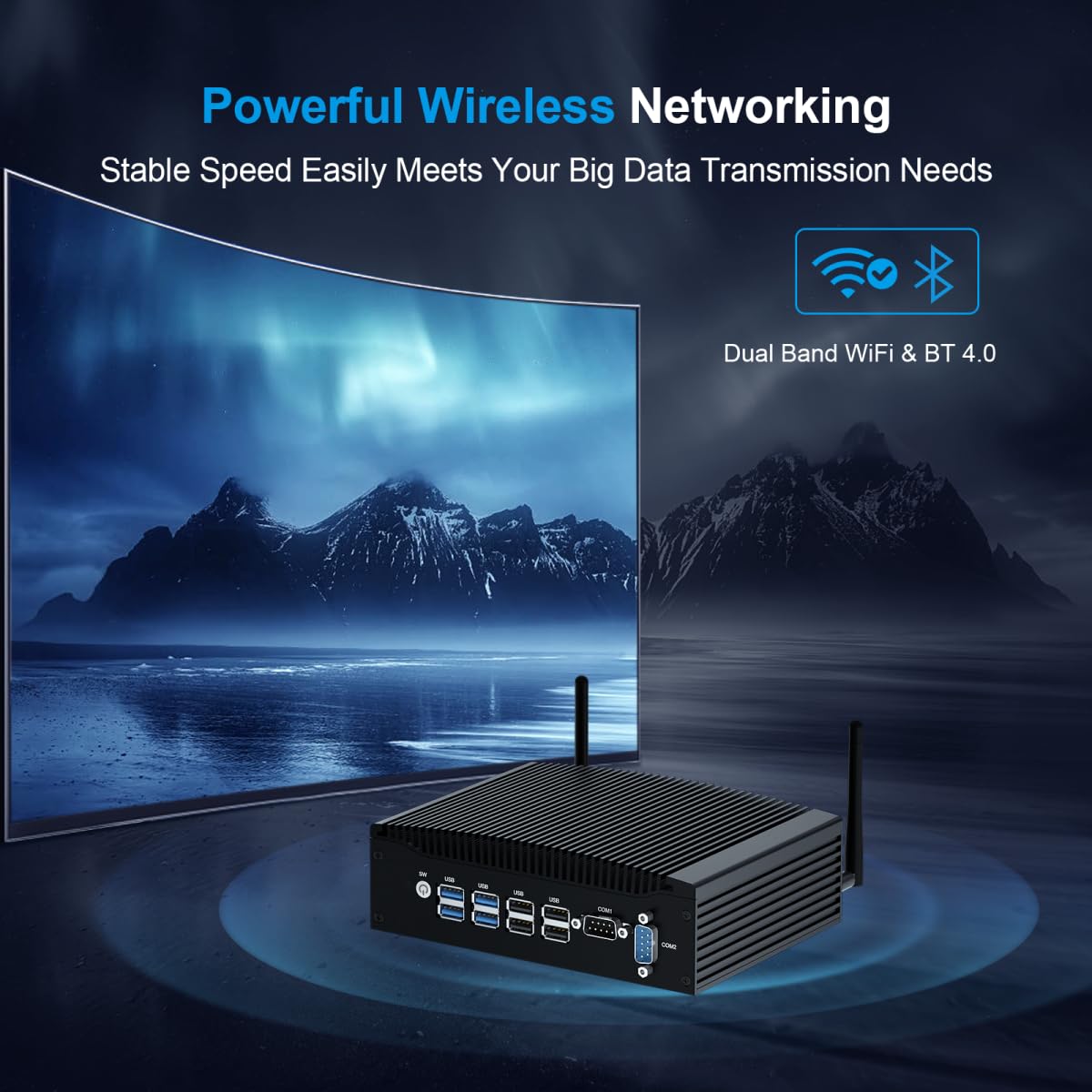 Weidian Mini Fanless Industrial Pc 16Gb Ram 512Gb Ssd Core I5 8260U Win11 Pro Mini Desktop Computer With 4K 2*Hd, 2*Rs232 Com, 2