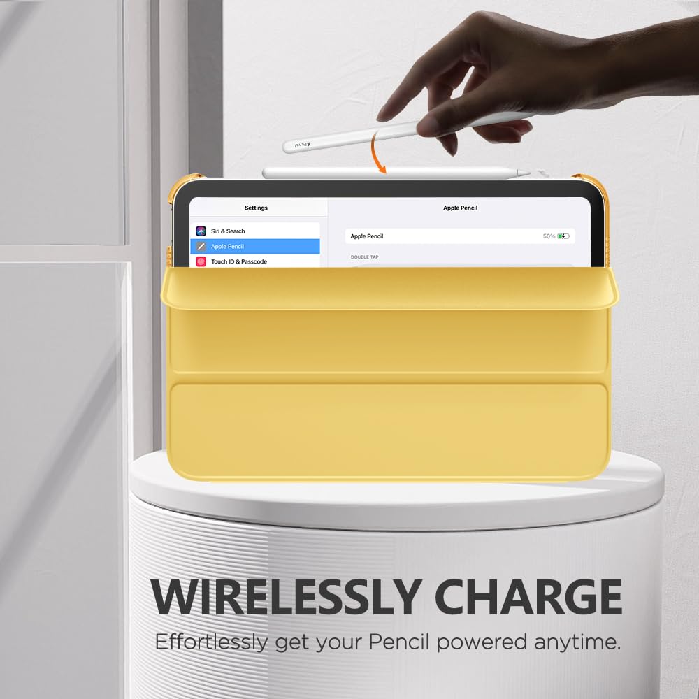 MoKo for iPad Mini 7 (A17 Pro) Case 2024,iPad Mini 6 Case 2021,8.3 inch iPad Mini 7th/6th Generation Case,Slim Lightweight Hard Back Shell Stand Cover for iPad Mini 2024 with Touch ID, Mist Yellow