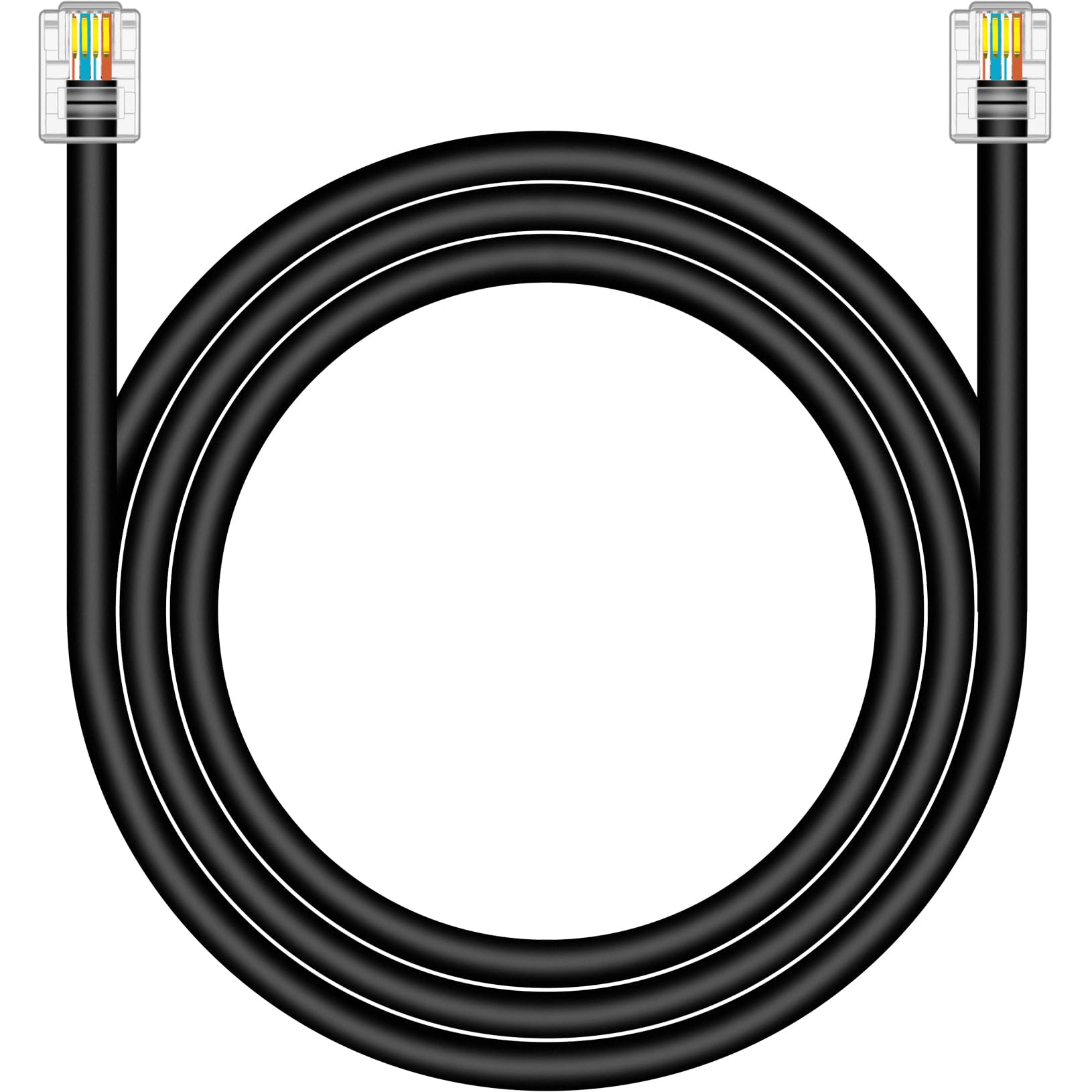 Necables Cat5 / Cat5E Rj11 Data Cable Dsl Cable 6Ft High Speed Dsl Modem Cable Twisted Wire Utp Rj11 6P4C Male To Male Black   6