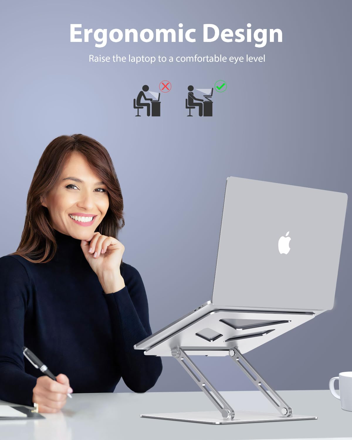 Jczt Adjustable Laptop Stand For Desk, Portable Laptop Riser, Aluminum Laptop Stand Foldable, Ergonomic Computer Notebook Stand