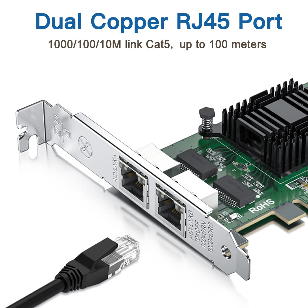 Gigabit Dual Nic With Intel 82571 Chip, 1Gb Network Card Compare To Intel E1G42Et Nic, 2 Rj45 Ports, Pci Express 2.1 X4, Etherne
