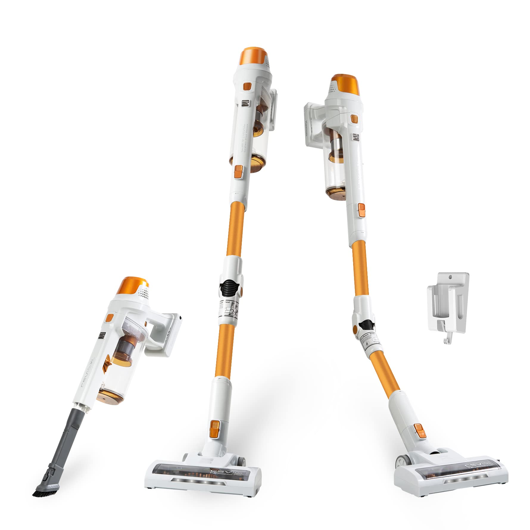 Kenmore Ds4030 21.6V Cordless Stick Vacuum With Easyreach Wand, Lightweight Cleaner With 2 Speed Power Control, Led Headlight, Converts To Handheld For Hardwood Floors, Carpet & Pet Hair, Orange