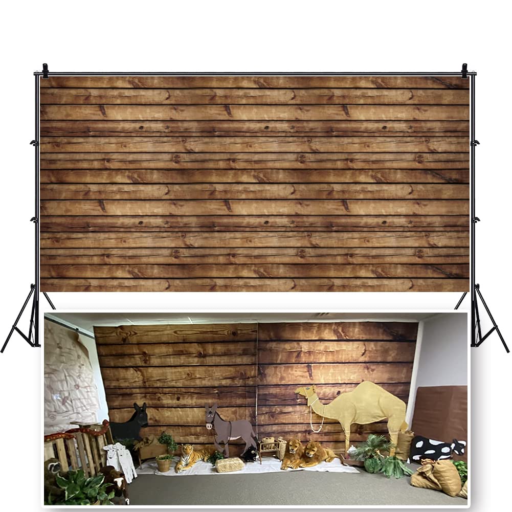 Lfeey 20X10Ft Wood Backdrops For Photography Grunge Wood Vintage Worn Wooden Board Background Seamless Backdrop Brown Wood Backg