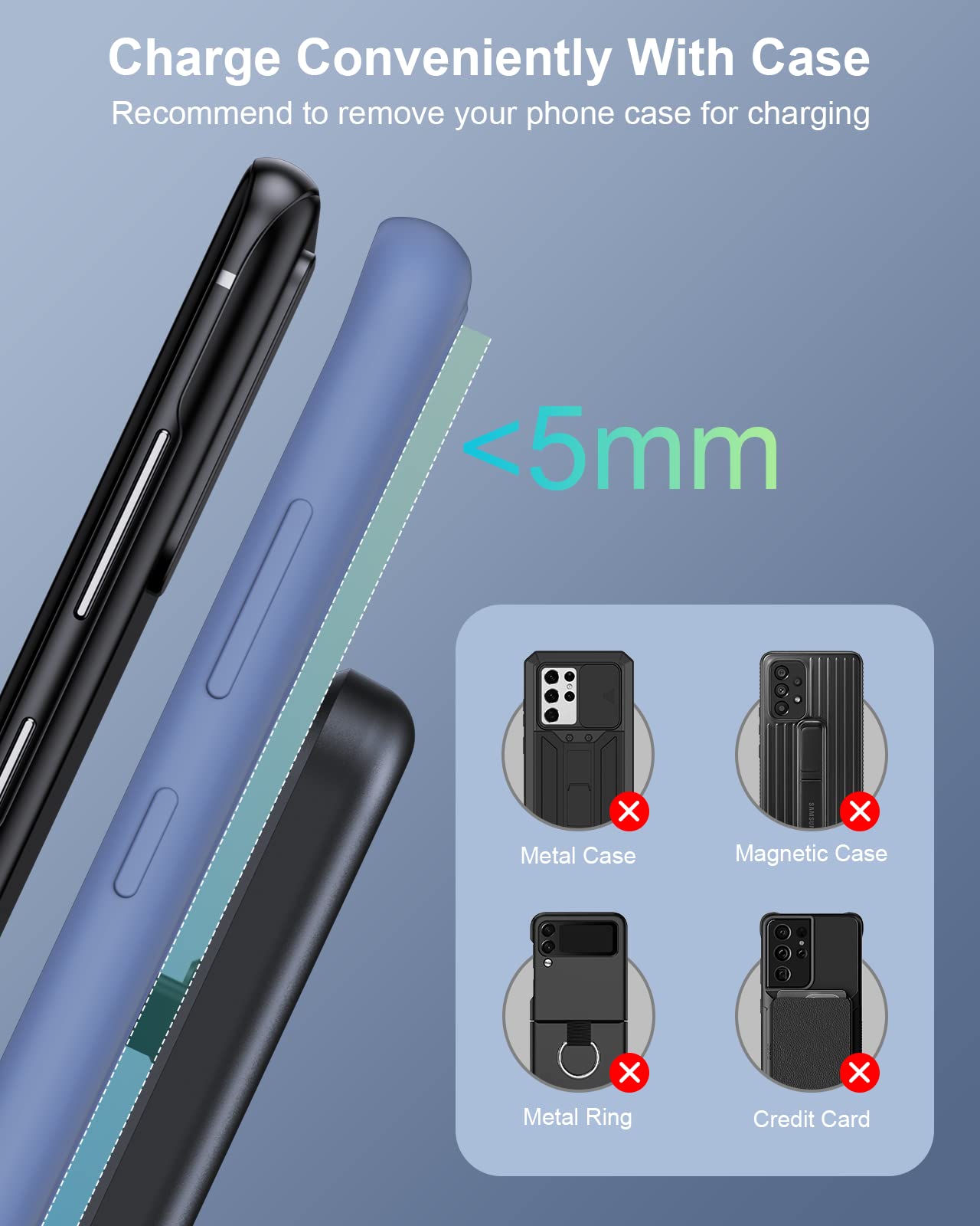 Zubarr Wireless Charger For Samsung Charging Station & Android Multiple Devices 3 In 1 Fast Charger Stand For Phone Galaxy Z Fli