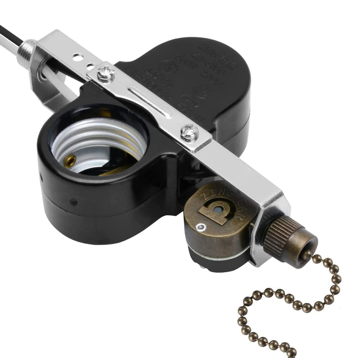 Ceiling Fan Light Zing Ear Ze 310D Lamp Holder With Bronze Ze 109M Pull Switch (660W)