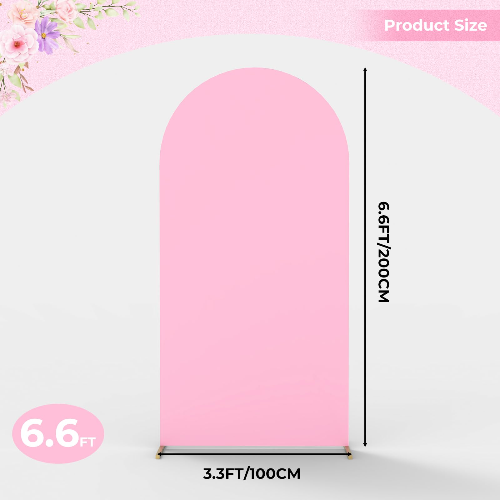 Babenest 6.6Ft Pink Wedding Arch Cover, Spandex Fitted Arch Backdrop Cover For Photography, Round Top Chiara Stand Cover For Par