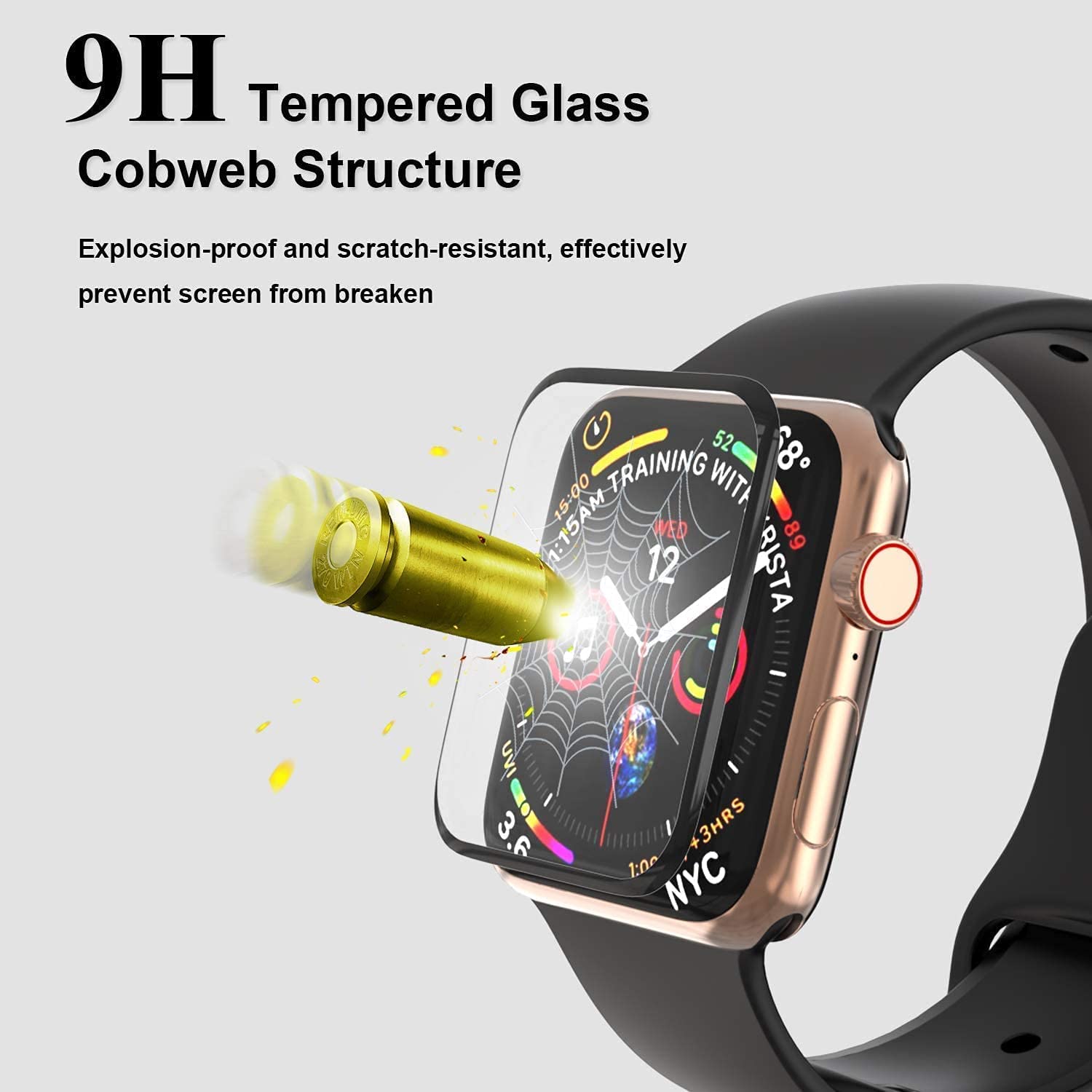 Ewuonu [2 Pack] Apple Watch Series 9 Series 8/7 Screen Protector 41Mm Tempered Glass, 3D Full Coverage [Easy Installation Frame]