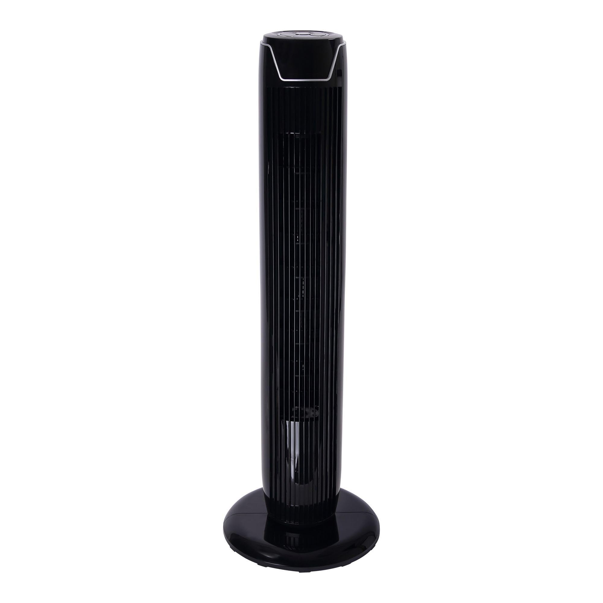 Alera 36 3-Speed Oscillating Tower Fan with Remote Control, Plastic, Black