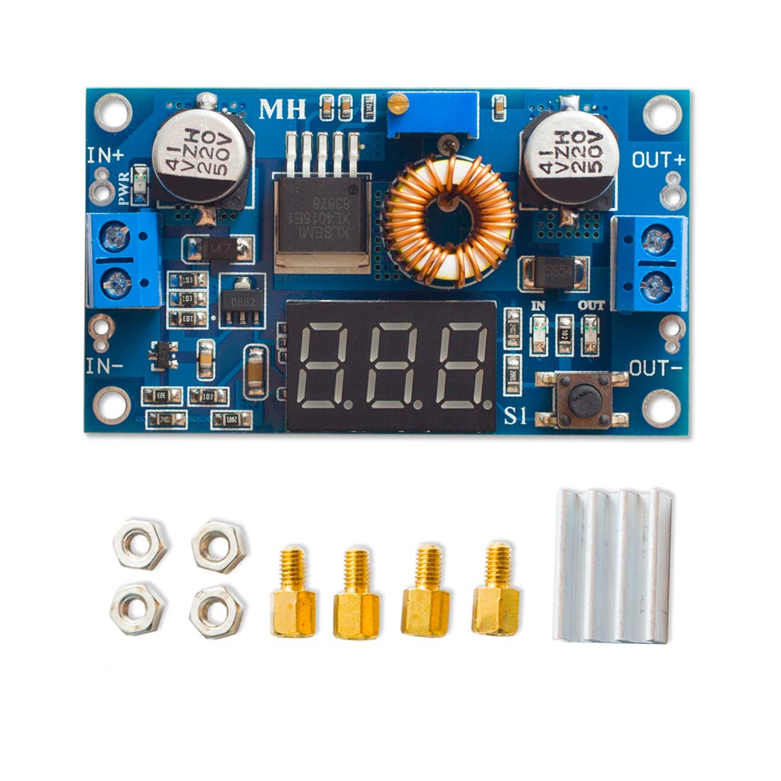 Hiletgo 5A 75W Dc Dc Step Down Power Module Xl4015 Adjustable With Led Voltmeter Free Pillars