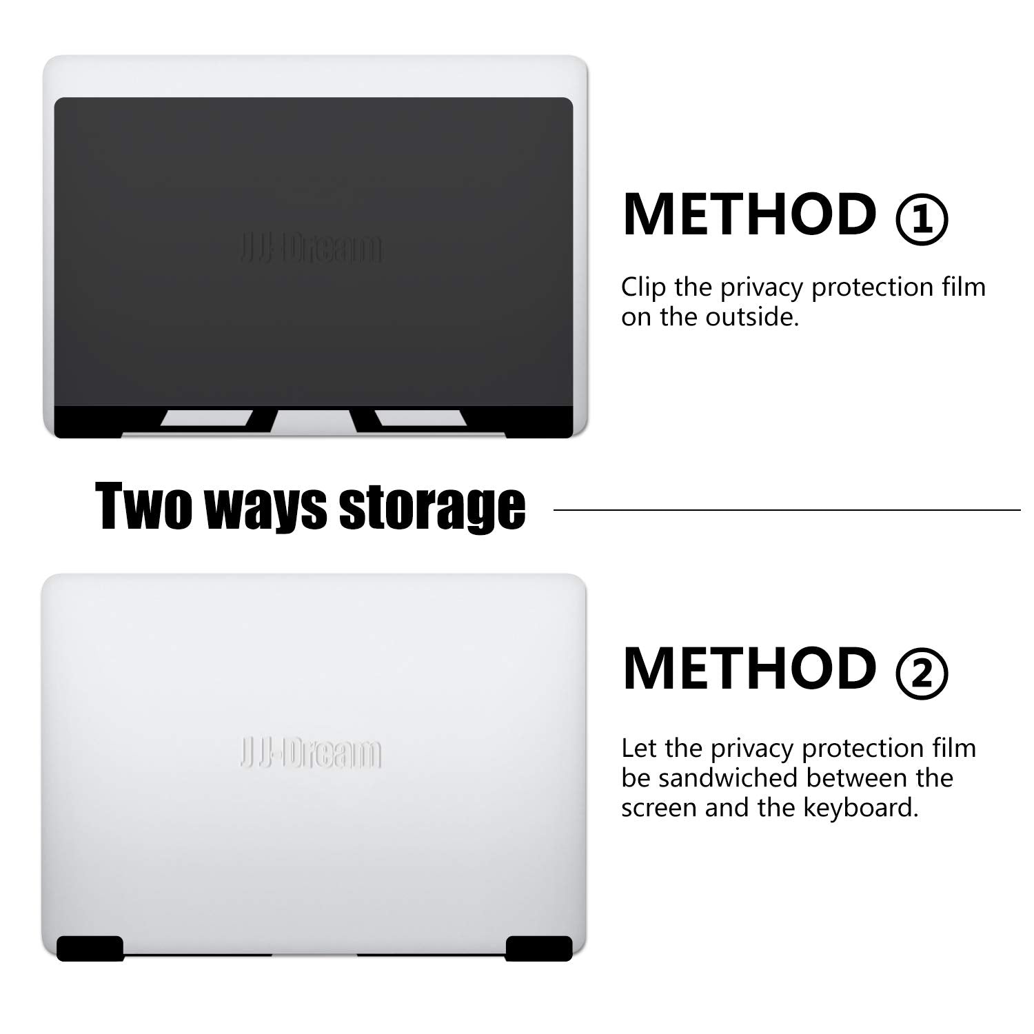 J J-Dream 14 Inch Laptop Privacy Screen Shield - Anti-Glare, Anti-Scratch, Blue Light Protection, 16:9 Aspect Ratio, Black