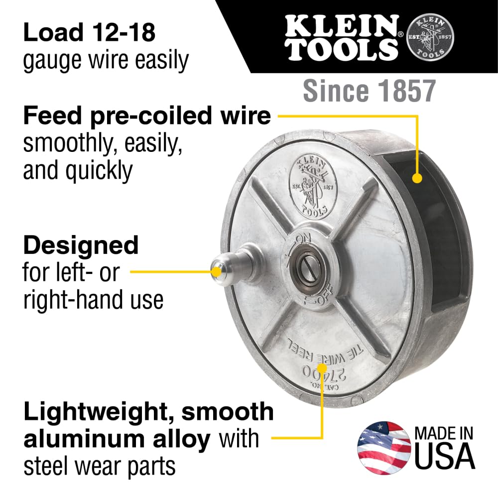 Klein Tools 80149 Tie-Wire Reel Set, Wire Reel And Pad, Rewind Knob For Tangle-Free Storage, 2-Piece