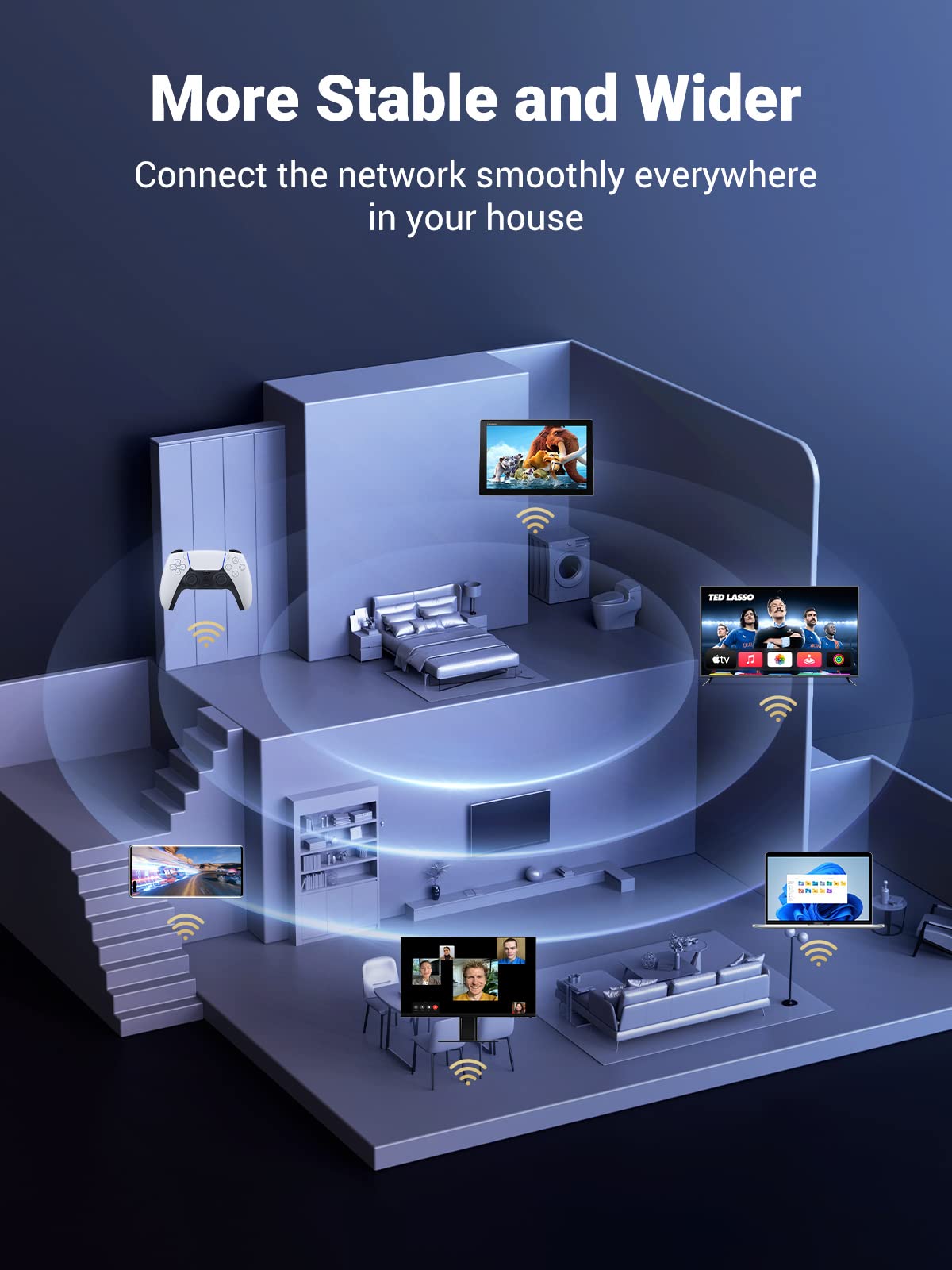 Ugreen Usb Wifi Adapter, Wifi Adapter With Ac1300 5Dbi High Gain Dual Antennas, 5G/2.4G Dual Band, 164Ft Wide Range, Usb 3.0 Wif