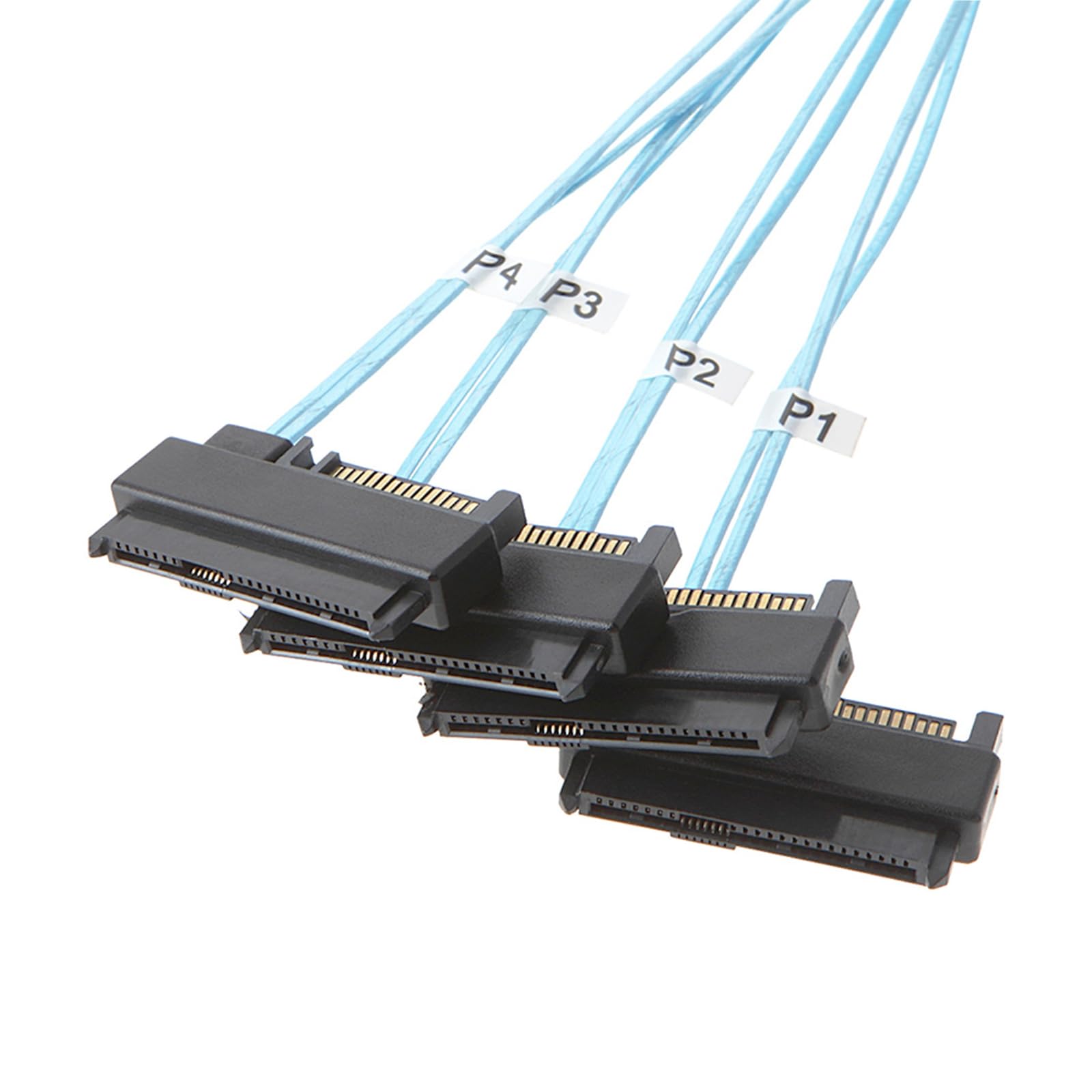 Sff 8643 Internal Mini Sas Hd To (4) 29Pin Sff 8482 Connectors With Sas 15Pin Power Port 12Gb/S Cable 1M 3.3 Feet