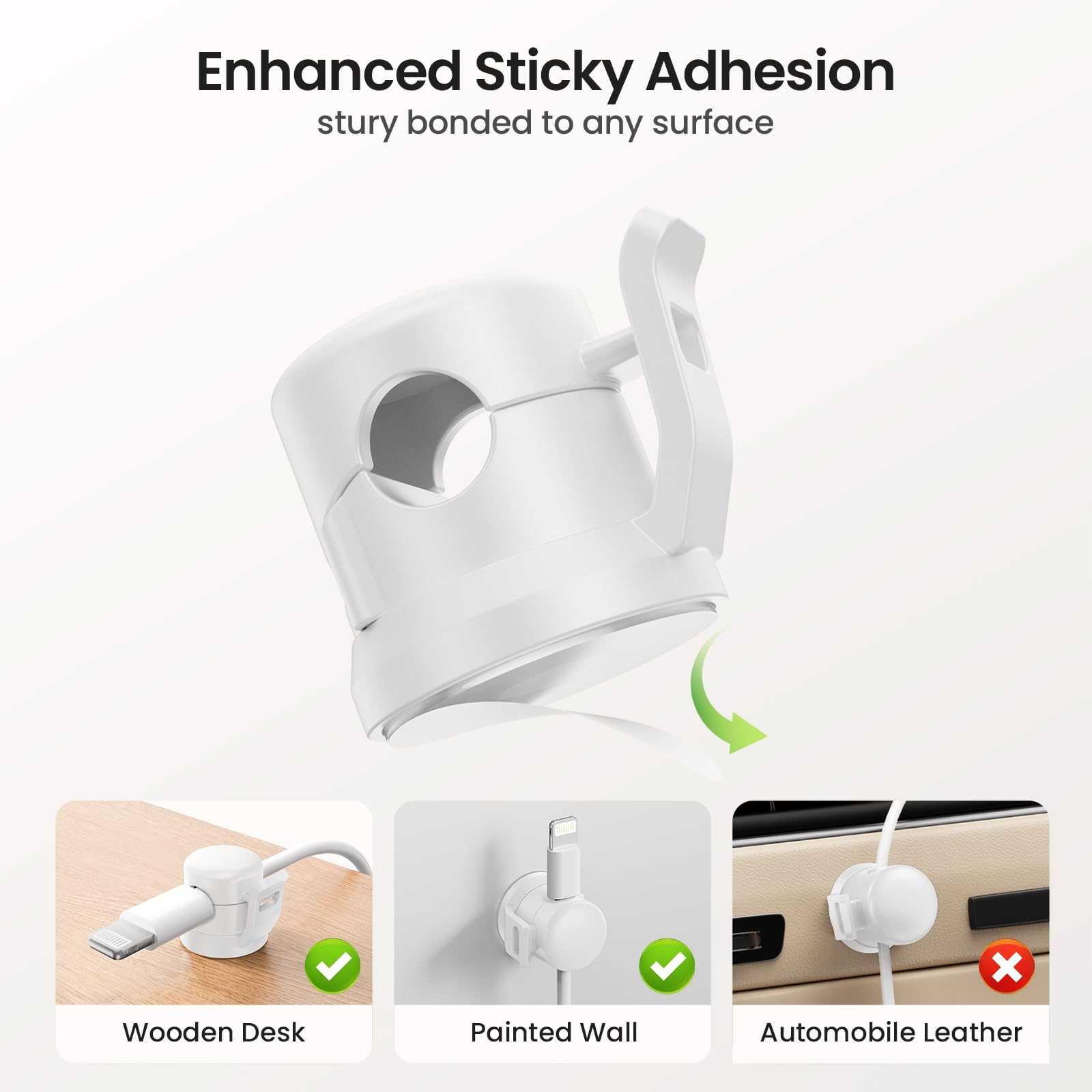 Lotuny Cable Clips 8 Pack Cord Holder For Nightstand [Cable Smooth Adjustable], Charging Cable Holders For Cords, Adhesive Wire