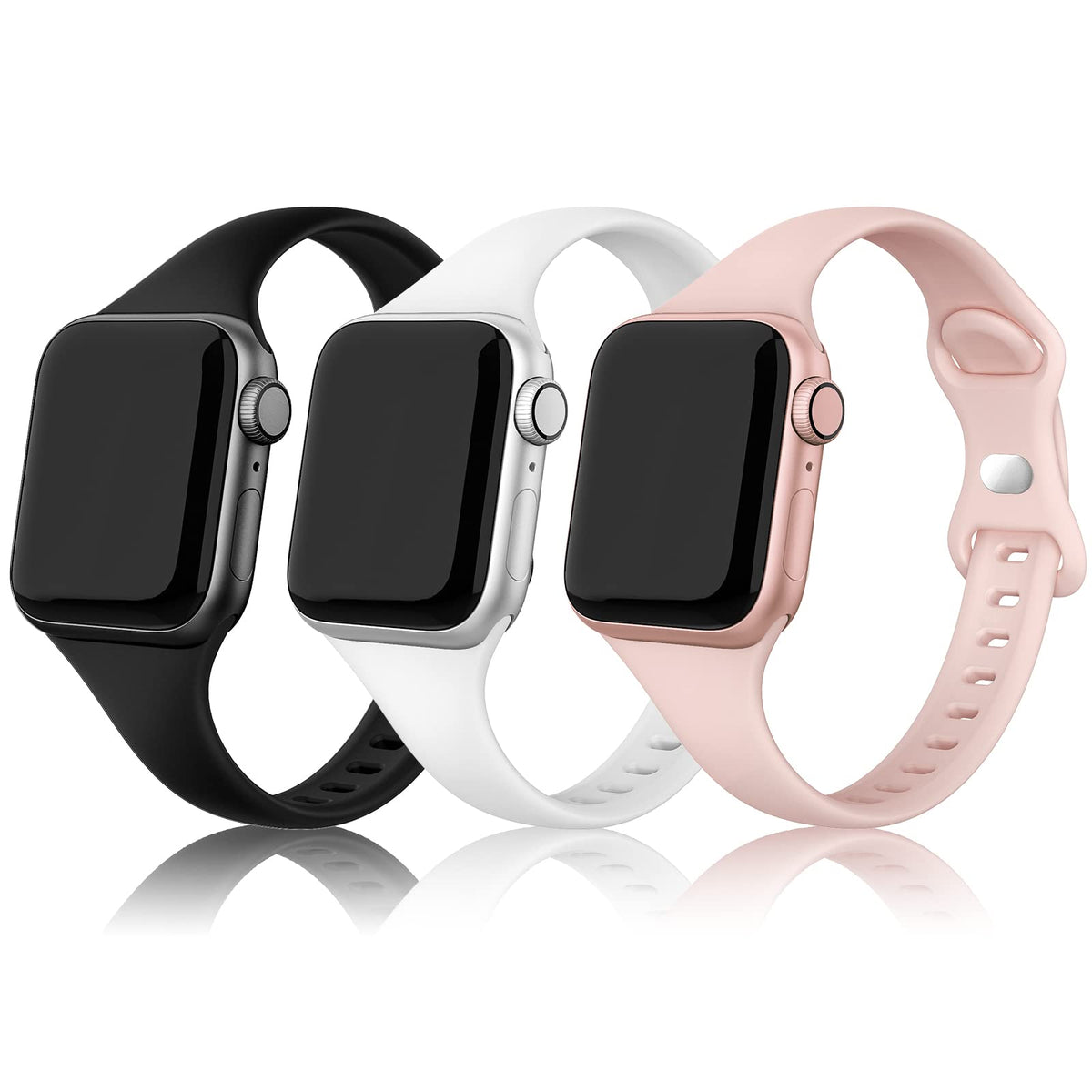 Swees Compatible With Apple Watch Bands 41Mm 38Mm 40Mm 42Mm 44Mm 45Mm 49Mm, 3 Pack Soft Sport Silicone Slim Thin Small Replaceme