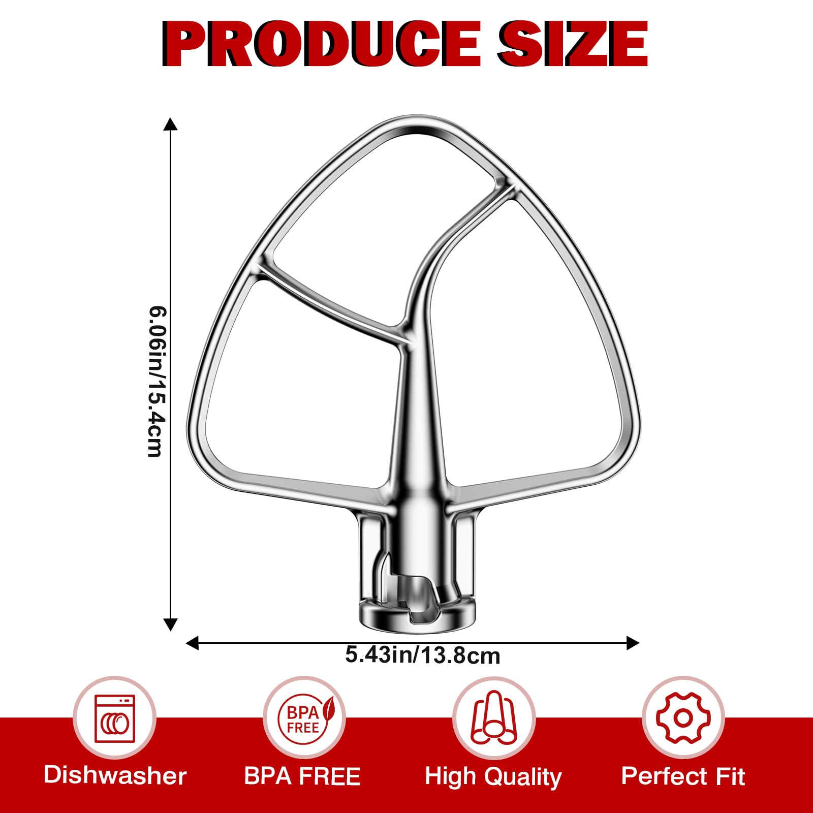 Beater For Kitchenaid 4.5/5Qt Tilt Head Stand Mixer, Stainless Steel Mixer Paddle For 4.5/5 Quart Tilt Head Stand Mixer, Mixer A