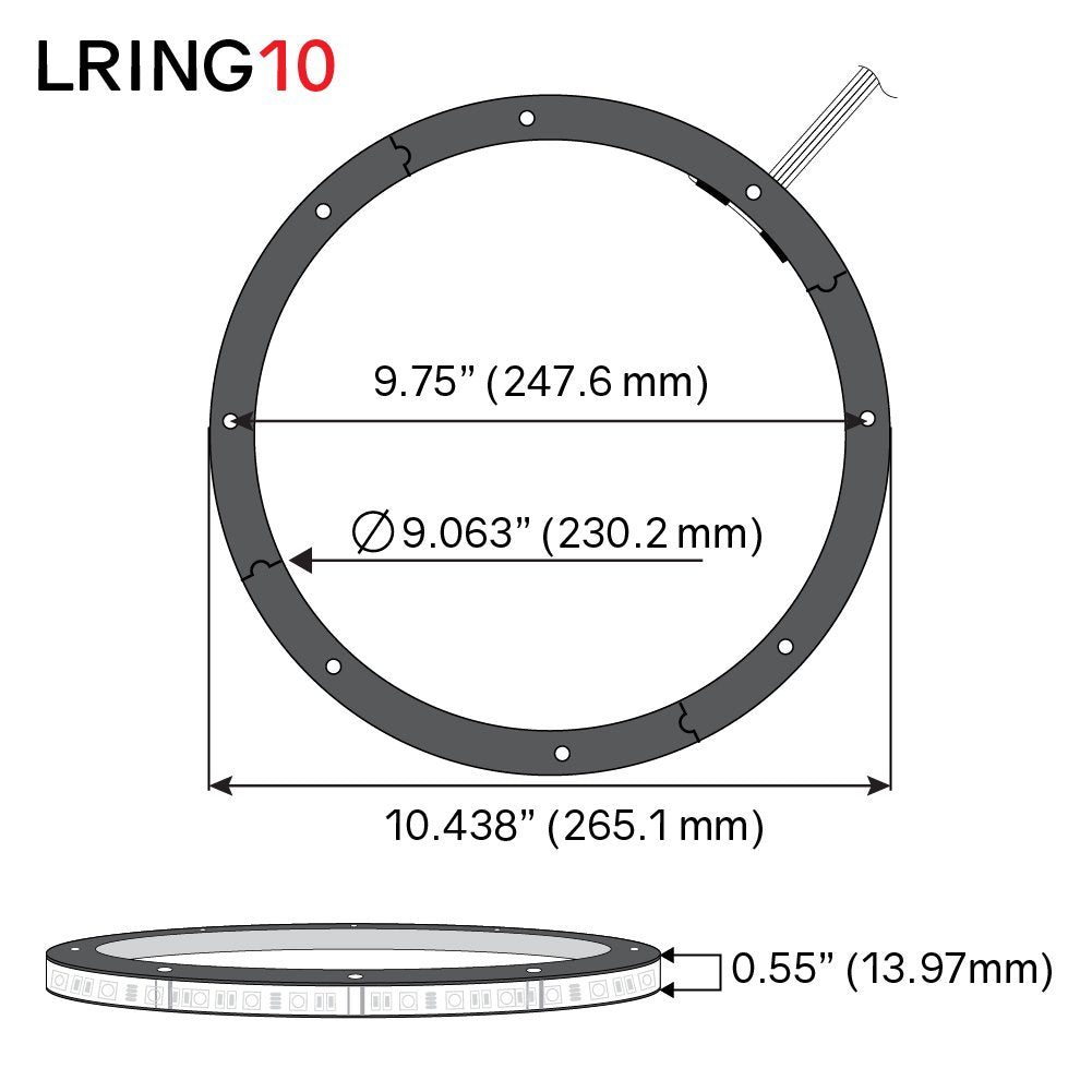Ds18 Lring10 Led Rgb Speaker Ring Waterproof 10-Inch - Millions Of Colors To Choose From When Install With An Rgb Module Or One