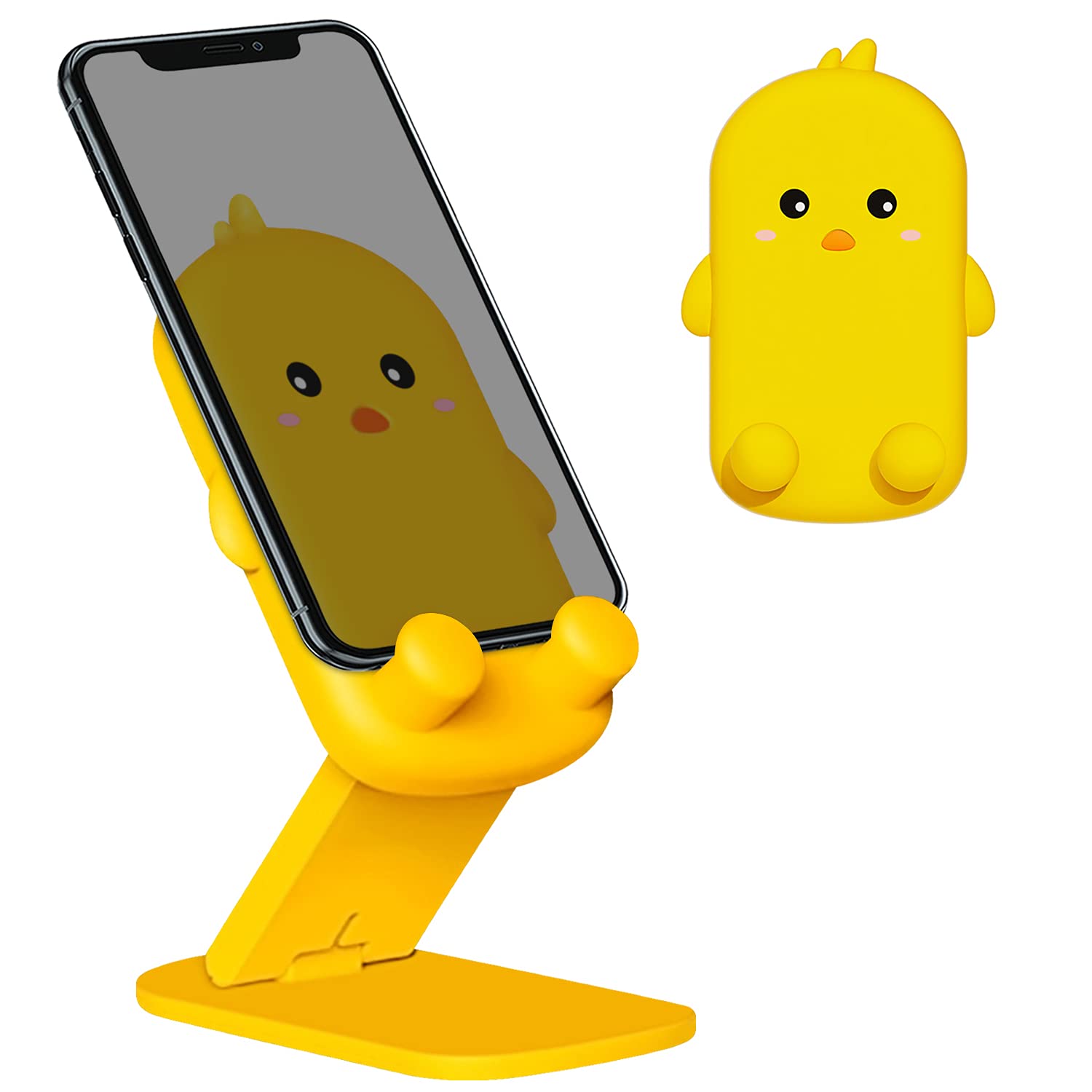 Anpdasi Cute Cell Phone Stand Foldable Adjustable Animal Phone Holder for Desk Silicone Protection Compatible with iPhone 16 15 