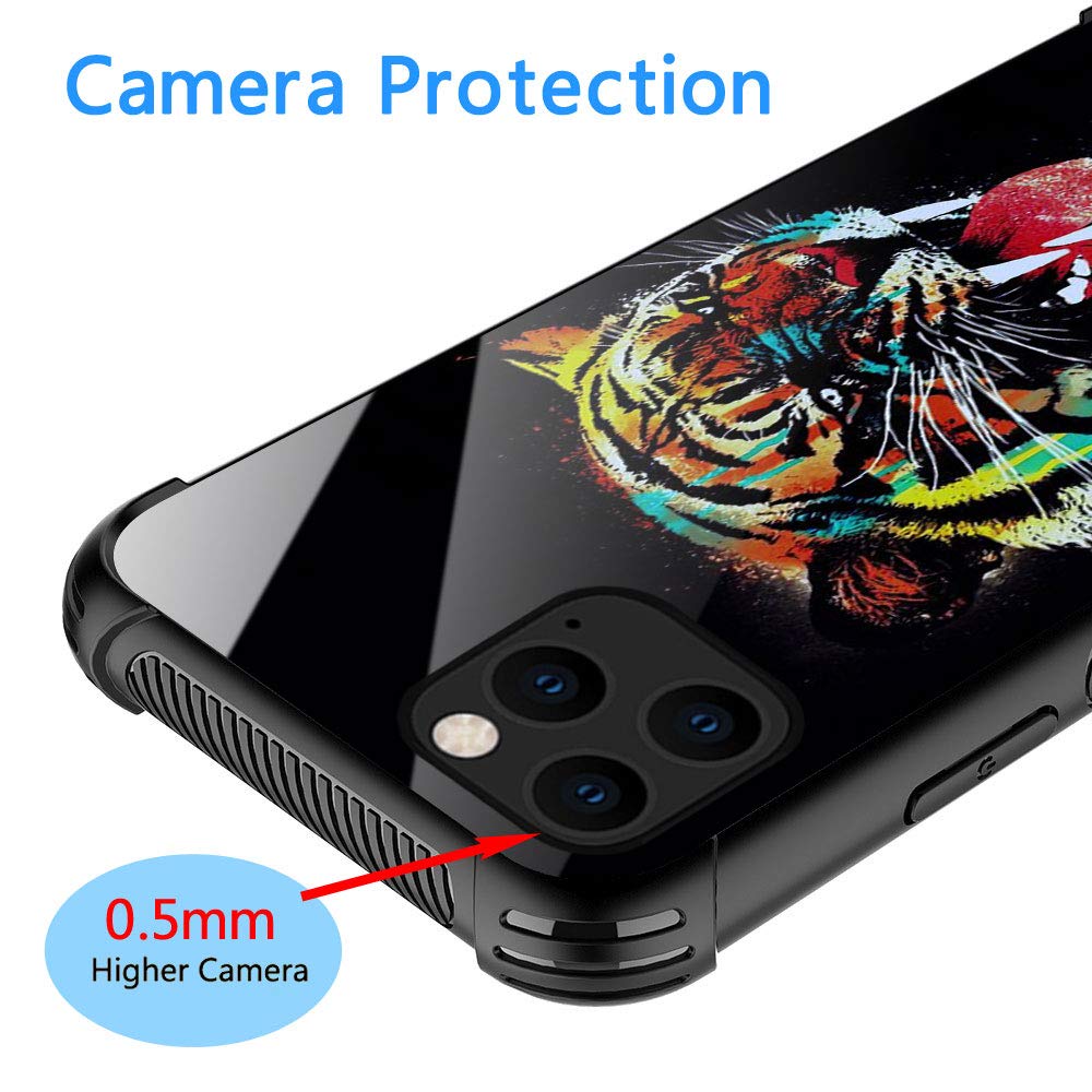 ZHEGAILIAN Phone Case Compatible iPhone 12 Mini Colorful Tiger Organic Glass Anti-Scratch 5.4 inch