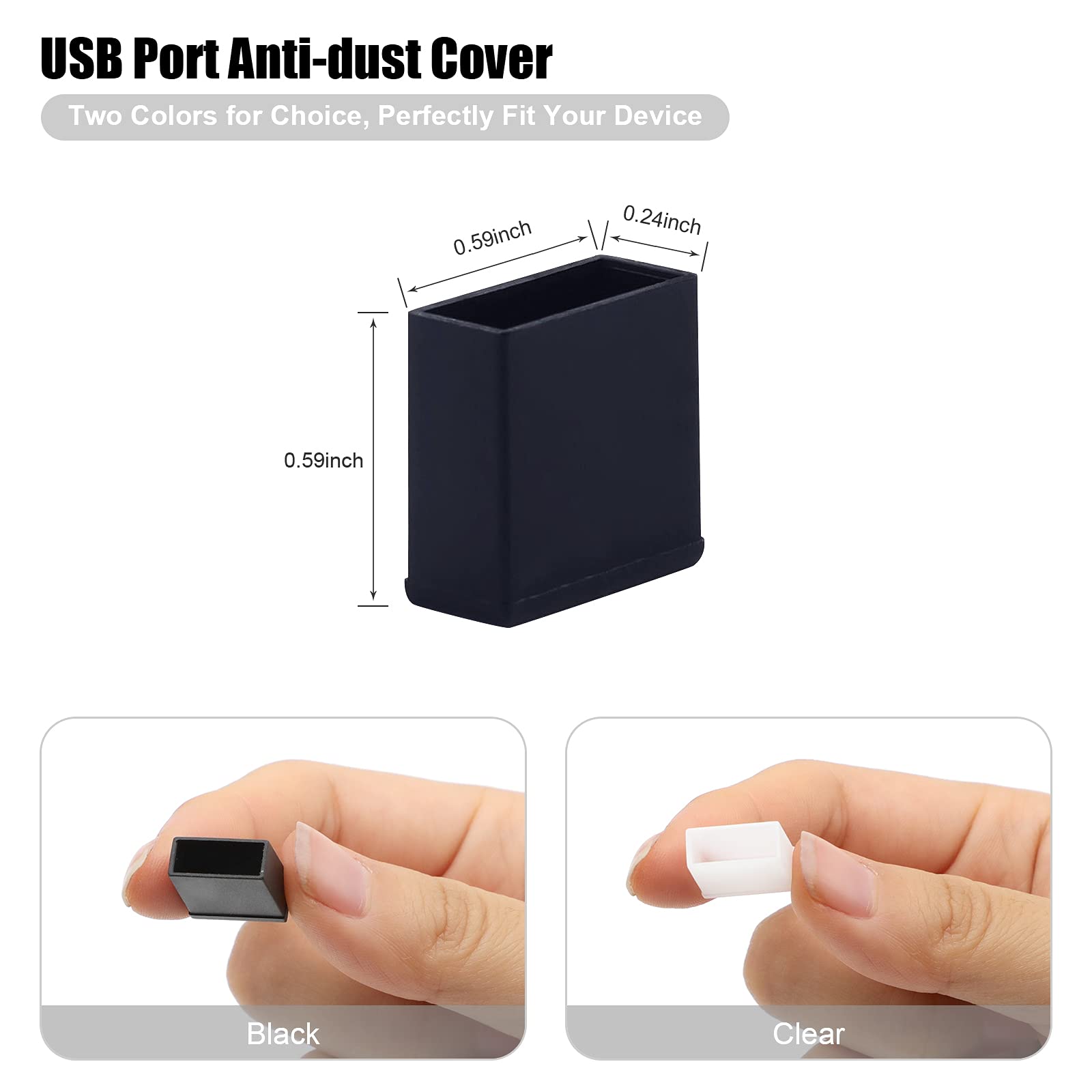 Bushibu Usb Cover Cap, 20 Pcs Black Clear Plastic Usb A Male Anti Dust Plug Cover