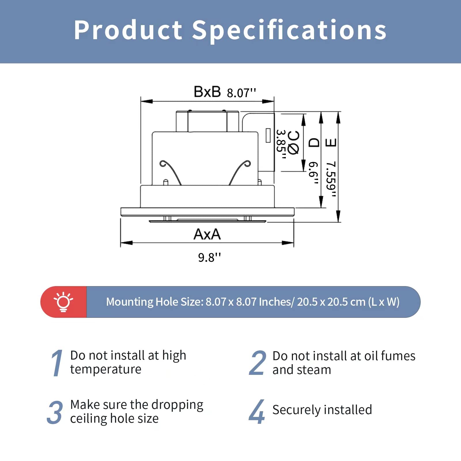 Zeyzer Bathroom Exhaust Fan With Led Light Square Quiet Modern Ceiling Mount Ventilation Fan Combination For Shower/Restroom/Off