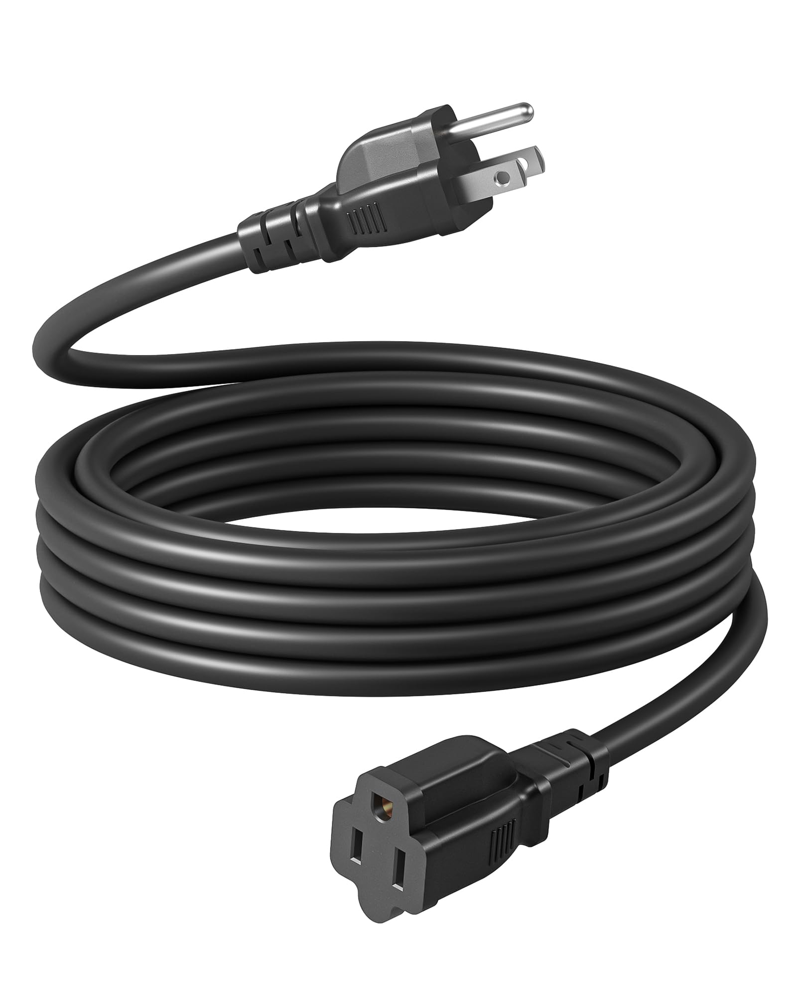 DEWENWILS Extension Cord 15 FT, 3 Prong Waterproof Extension Cable for Indoor Appliances, 16/3 SJTW, Black, ETL Listed, 1 Pack f
