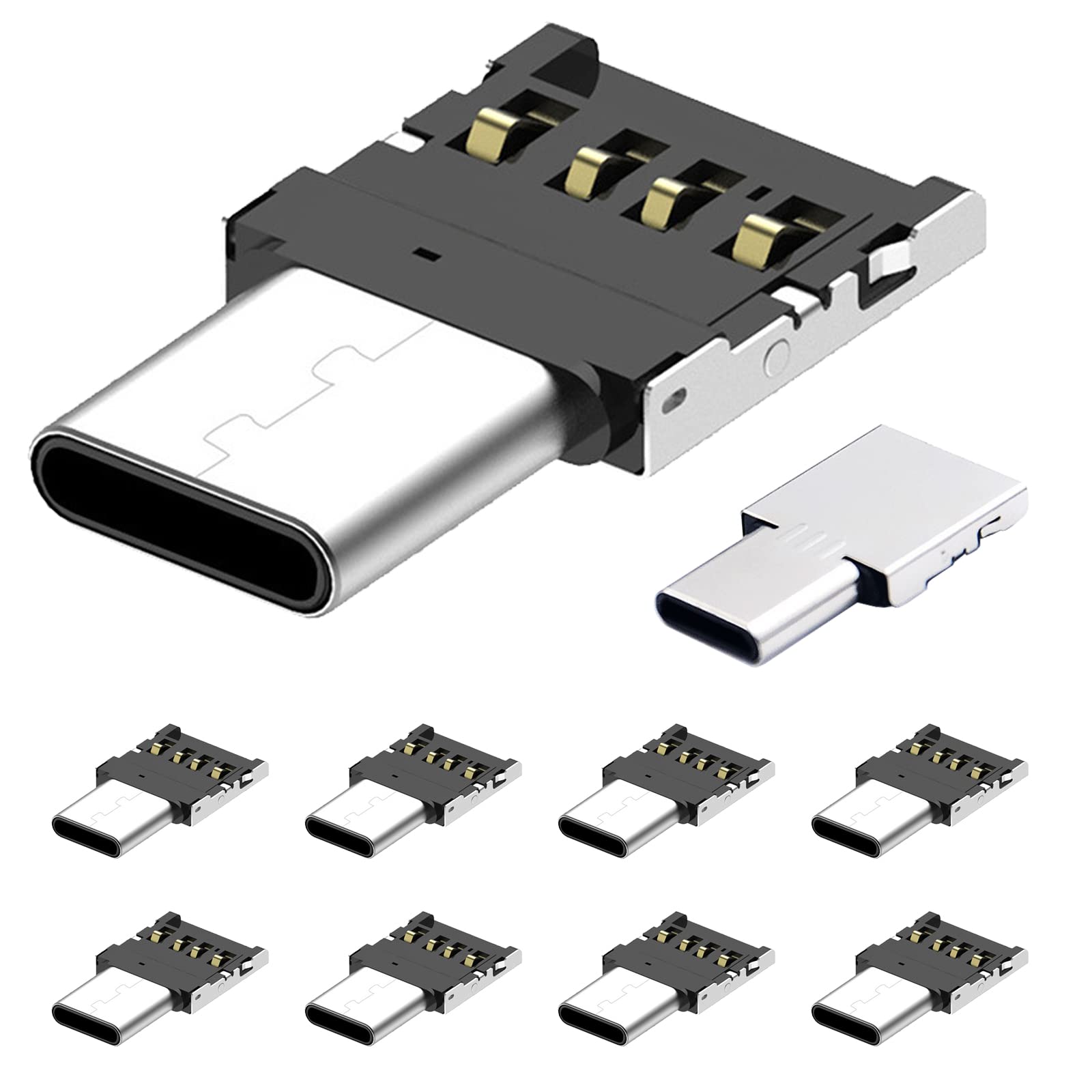 Wansurs USB C to USB Adapter, 10 Pack Miniest USB C to A Male to Female Adapter, Hidden and Slim Converter Adapter for USB Cable